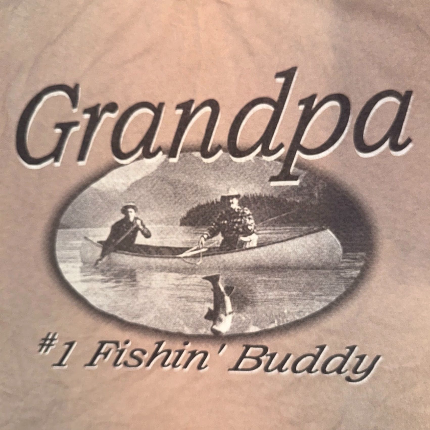 Vintage Grandpa's #1 Fishing Buddy Tshirt - M Beige Short Sleeve Shirt Men Logo Fish 2010s Jersey Cotton Regular Size US M / EU 48-50 / 2 - 3 Thumbnail