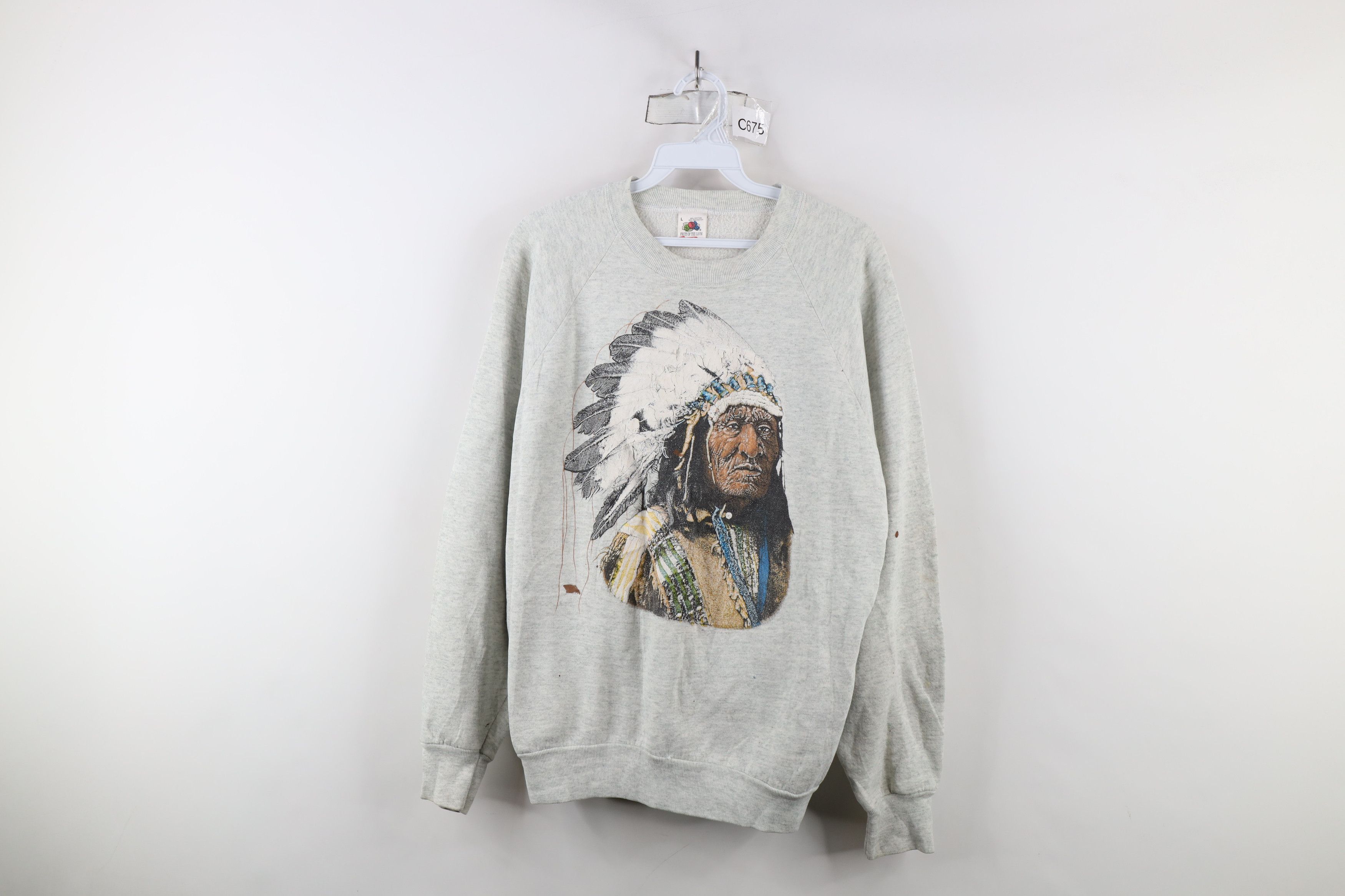 Vintage Vintage 90s Streetwear American Indian Sweatshirt USA Size L / US 10 / IT 46 - 1 Thumbnail