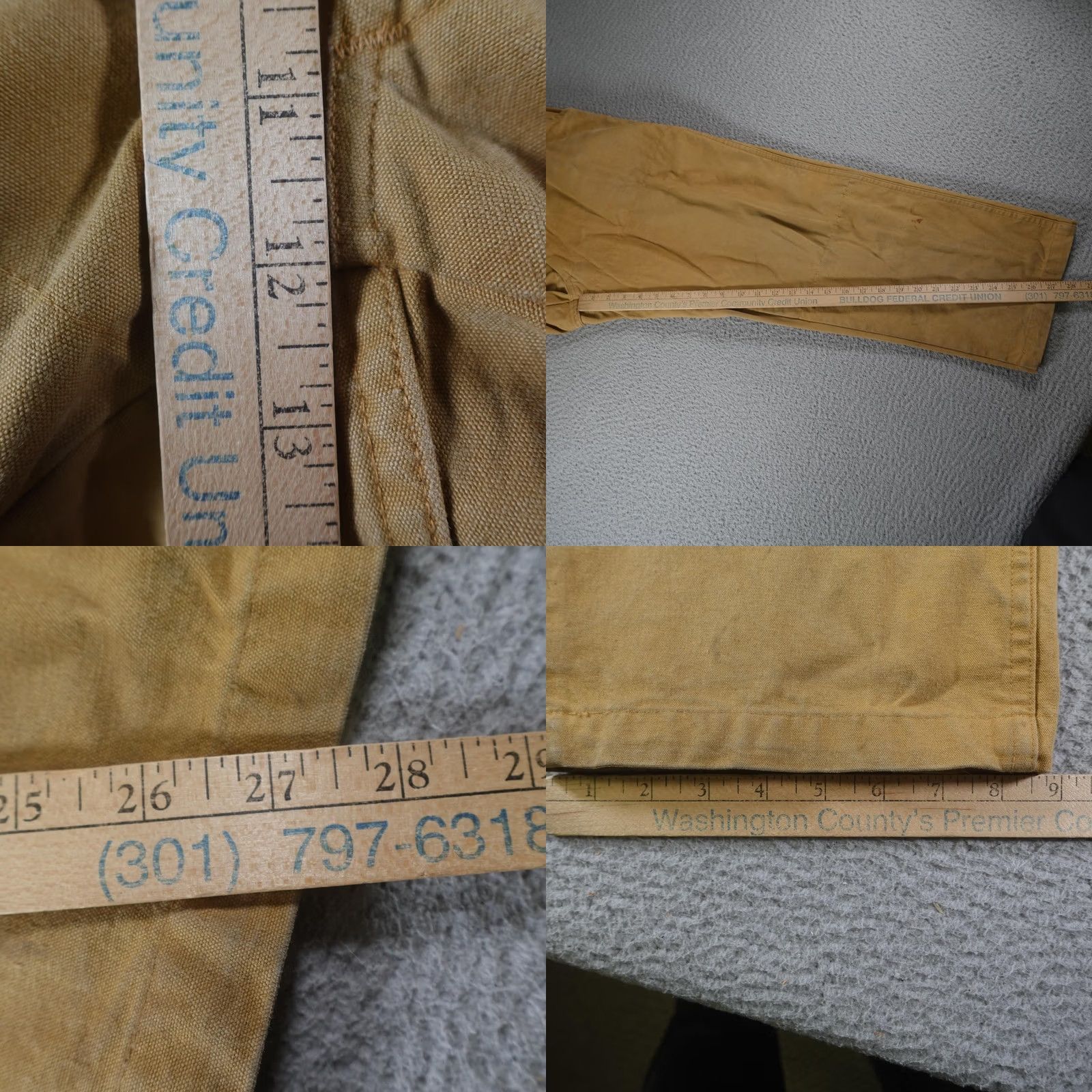 Sears VINTAGE Sears Pants Mens 29x27 Beige Canvas Khaki Workwear Pleated Straight Leg Pants Mens Beige Canvas Workwear Slaw Pocket 27 Inseam Size US 29 - 8 Thumbnail
