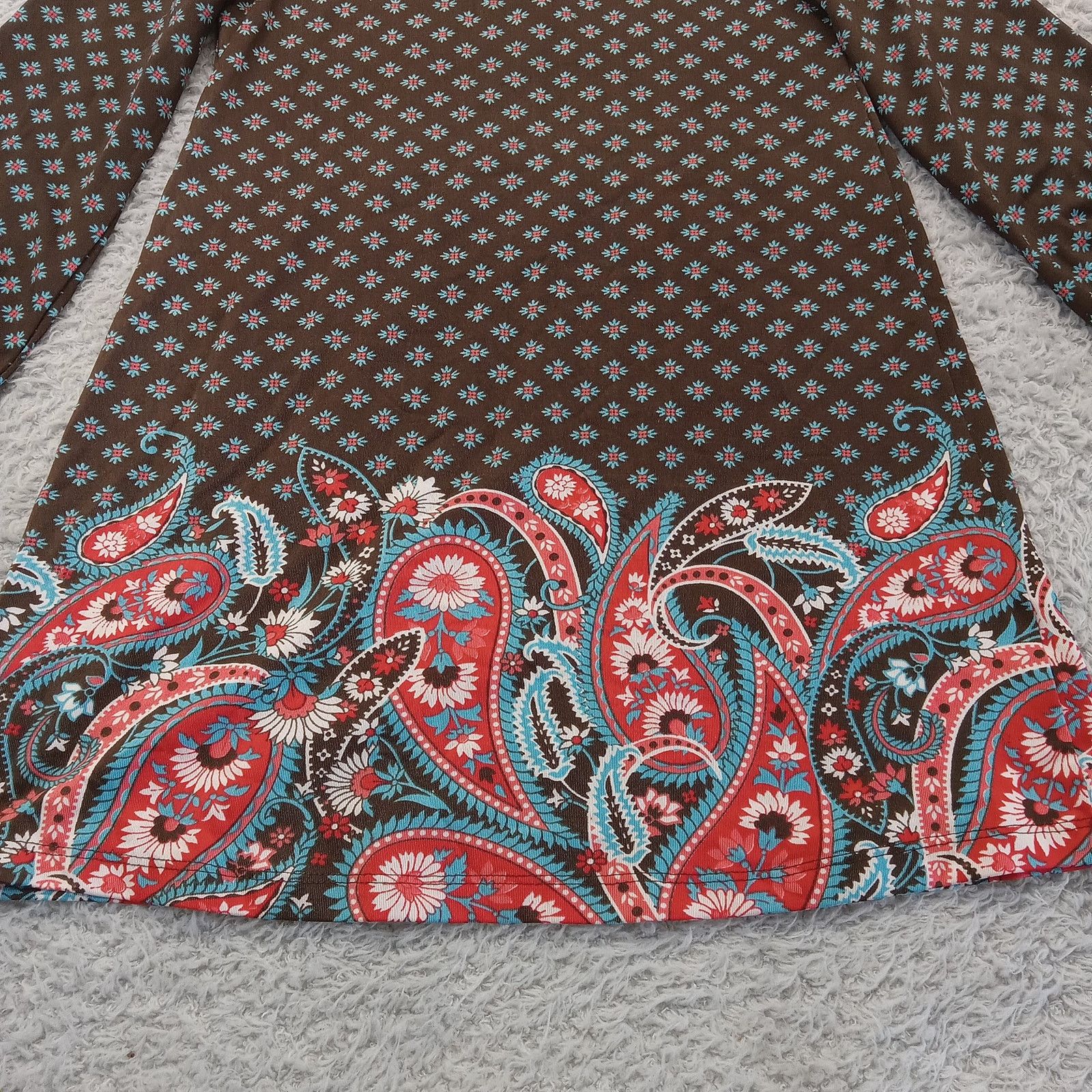& Other Stories J. Khaki Top 6 Womens 3/4 Sleeve Blouse Brown Floral Paisley Size XXL / US 16-18 / IT 52-54 - 4 Thumbnail