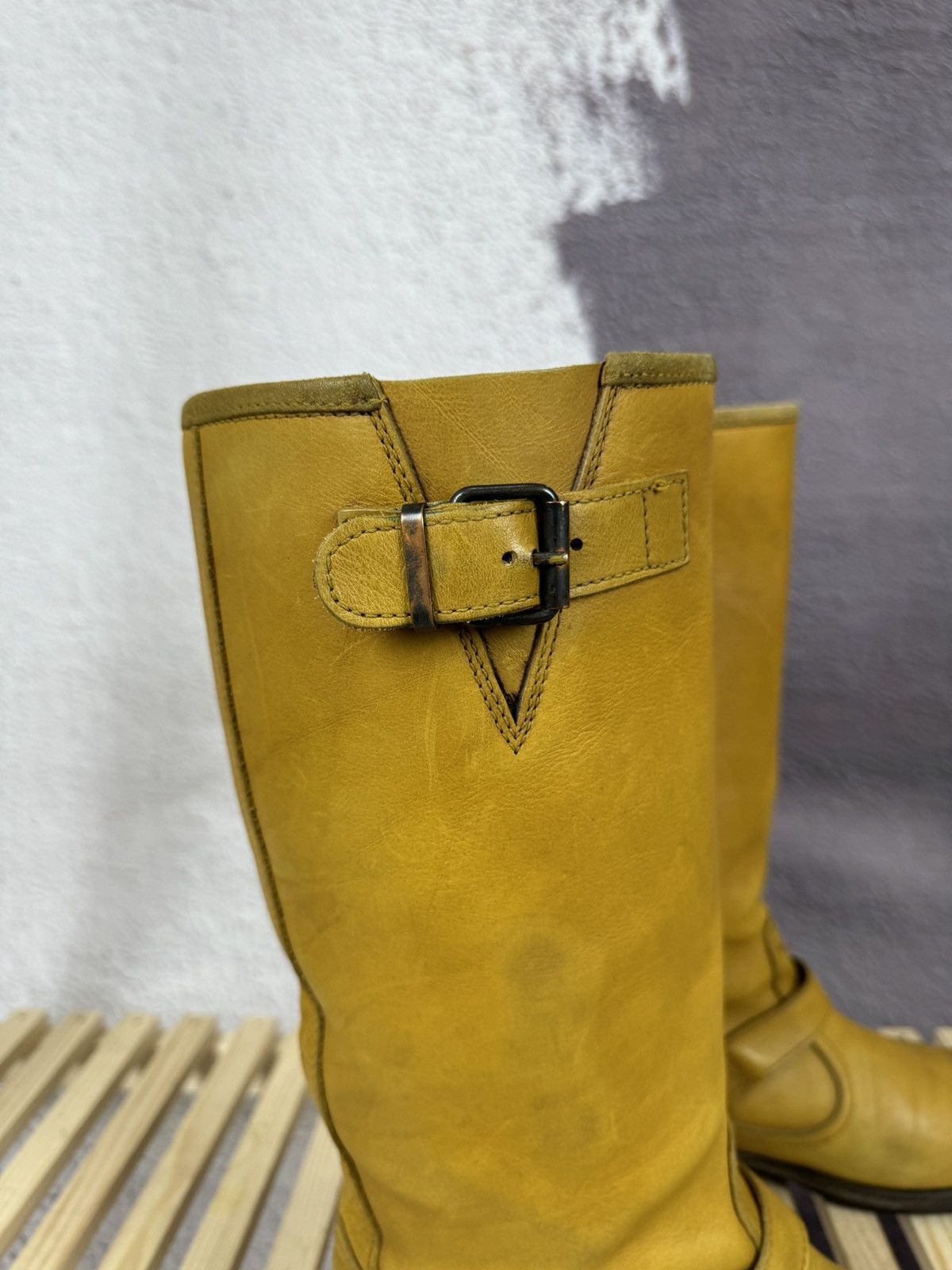 Cowboy Equipment MOMA vintage beige brown leather cowboy high shoes Size US 7.5 / EU 40-41 - 4 Thumbnail