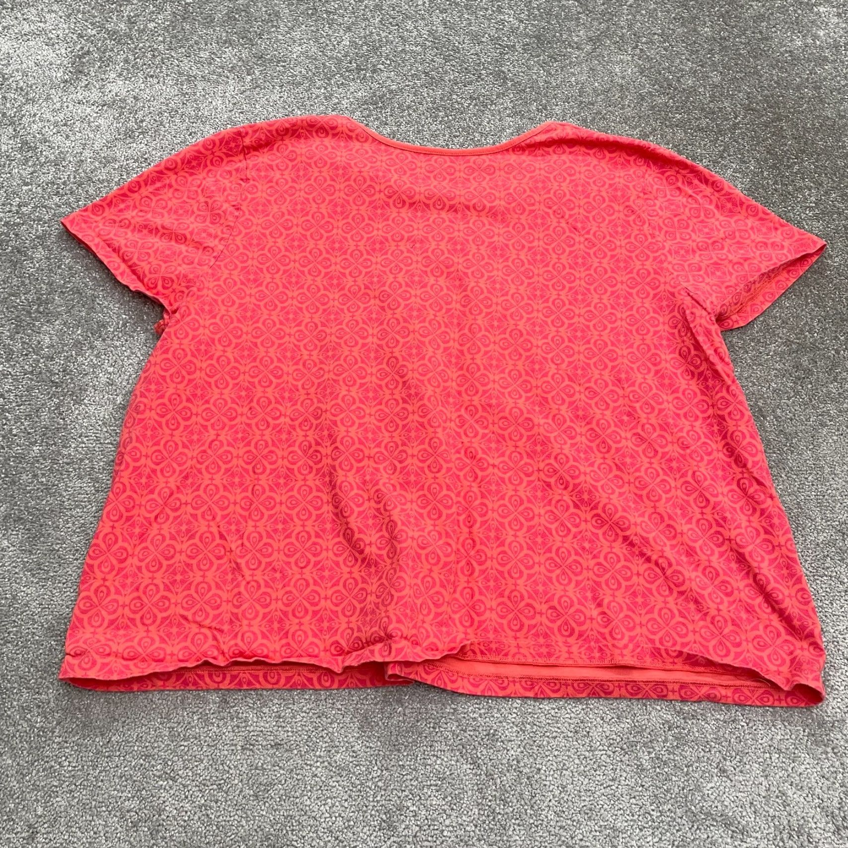 Vintage Liz & Me Plus Size Blouse 26/28W Orange Geometric Short Sleeve Casual Top Womens Size 4XL / US 24-26 - 2 Thumbnail