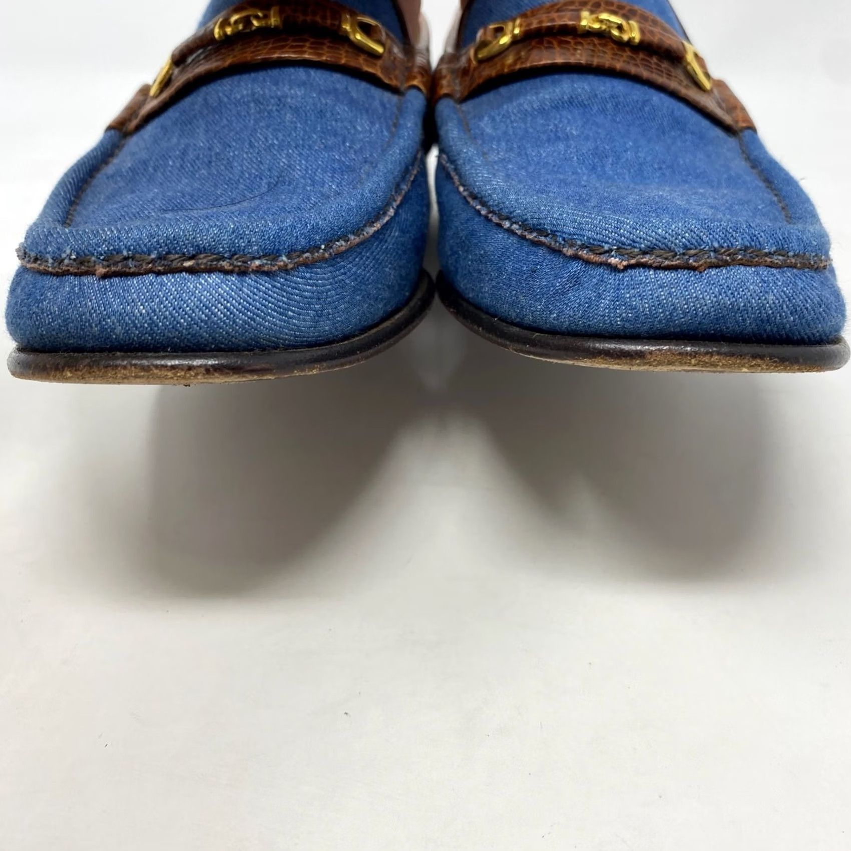 VINTAGE Artioli Loafers Mens 8.5D Denim Leather Italy Old 
