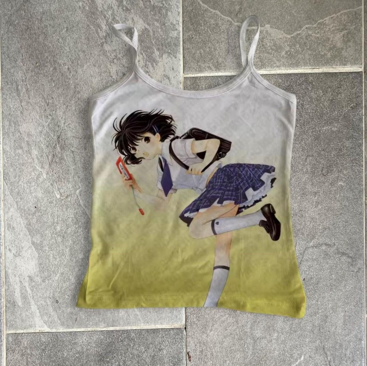 Other Y2k emo cute white/yellow tank top Size S / US 4 / IT 40 - 1 Thumbnail