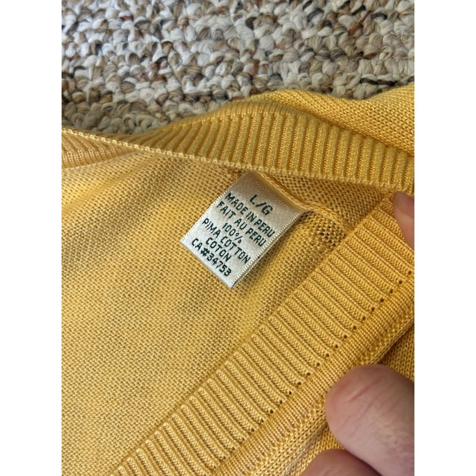 Vintage VINTAGE Fairway & Greene Men Large V-Neck Long Sleeve Sweater Yellow 100% Cotton Pullover Size US L / EU 52-54 / 3 - 3 Thumbnail