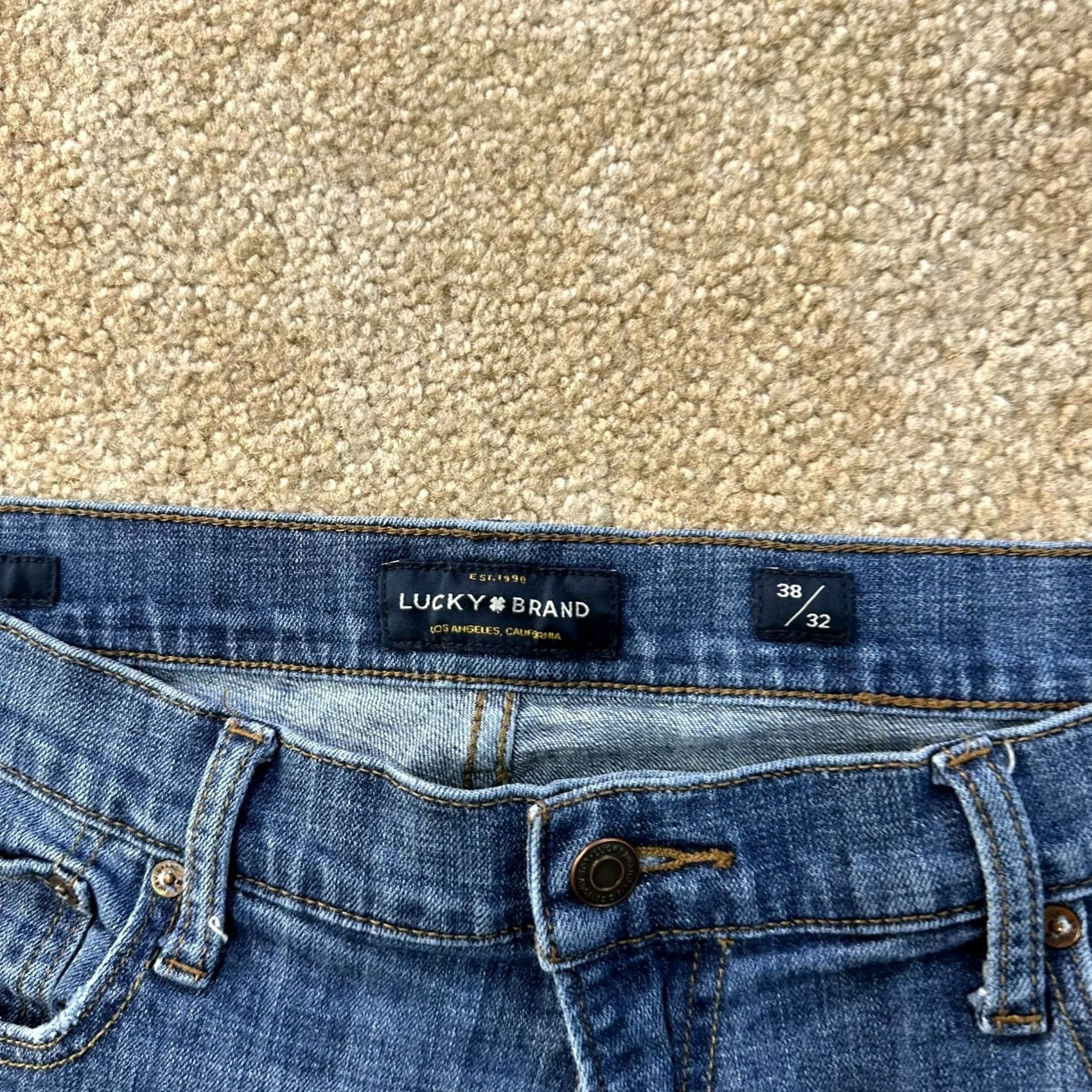 Lucky Brand Lucky Brand 221 Jeans Men 38x32 Straight Denim 5-Pocket Stretch Blue Slim Regular Rise Mid 90s Classic Vintage No Size US 38 / EU 54 - 3 Thumbnail