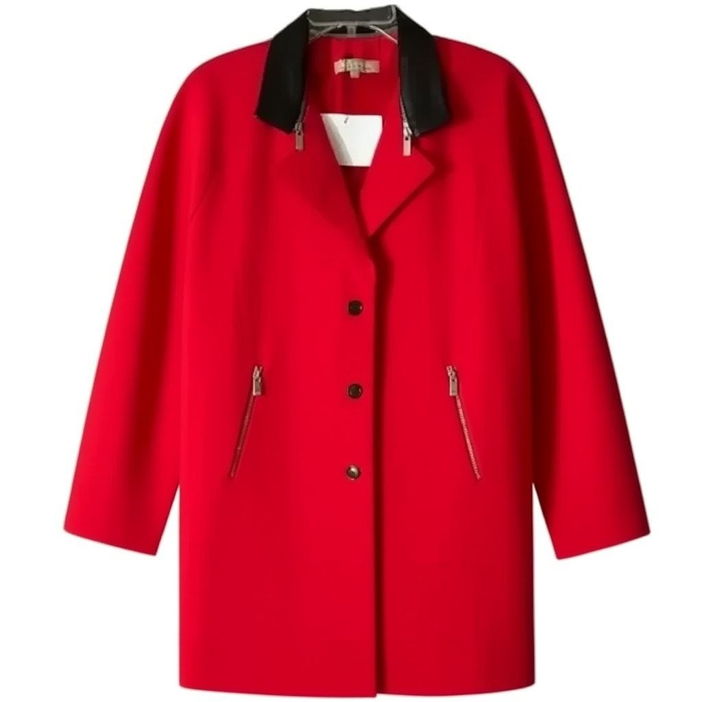 Michael Kors Michael Kors Red Leather Trim Embellishment Peacoat XS /US2 Size XS / US 0-2 / IT 36-38 - 7 Thumbnail