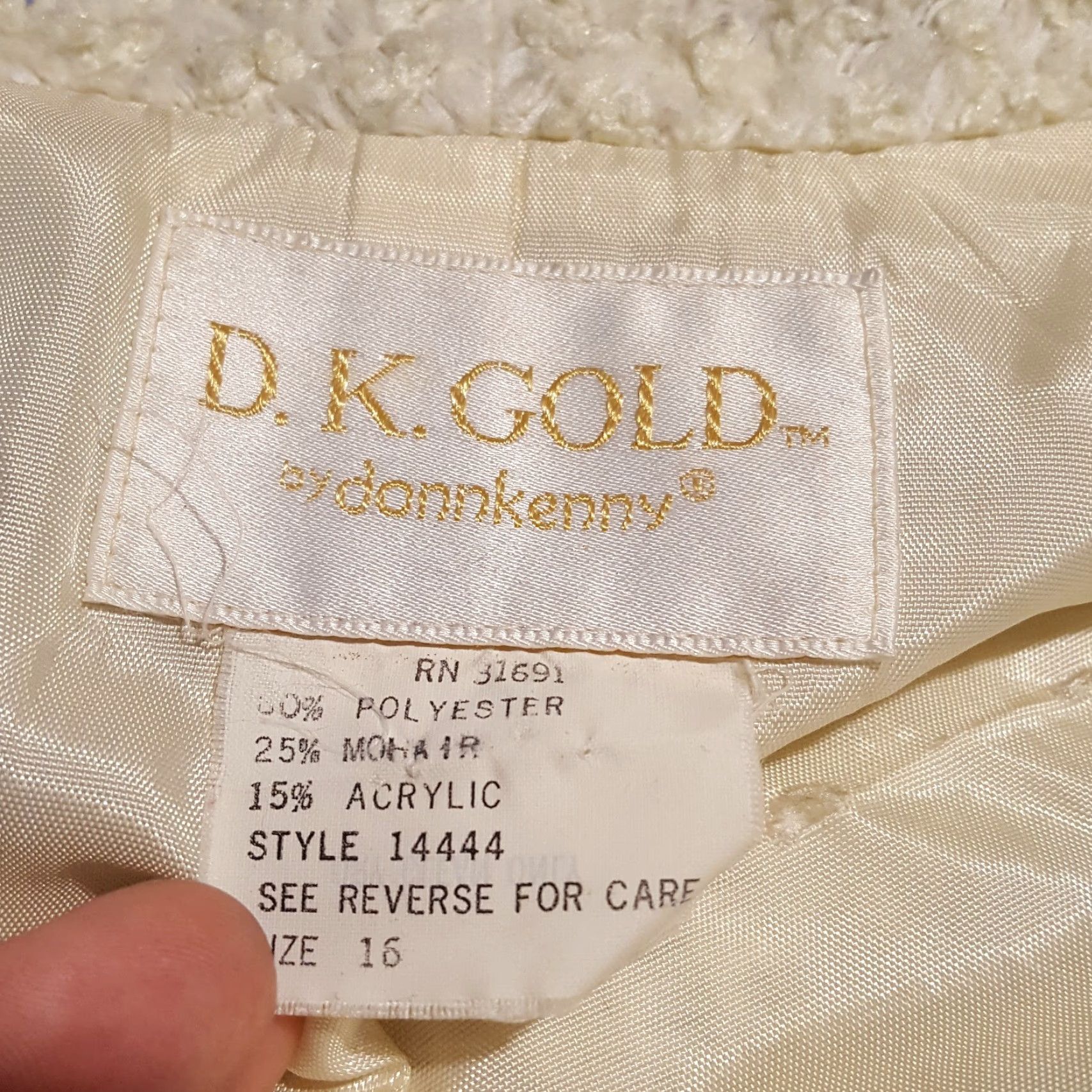 Vintage VINTAGE 80s Ivory Mohair Blend Knit Cardigan Women's Size 16 Lined Preppy Sweater Size XXL / US 16-18 / IT 52-54 - 7 Thumbnail