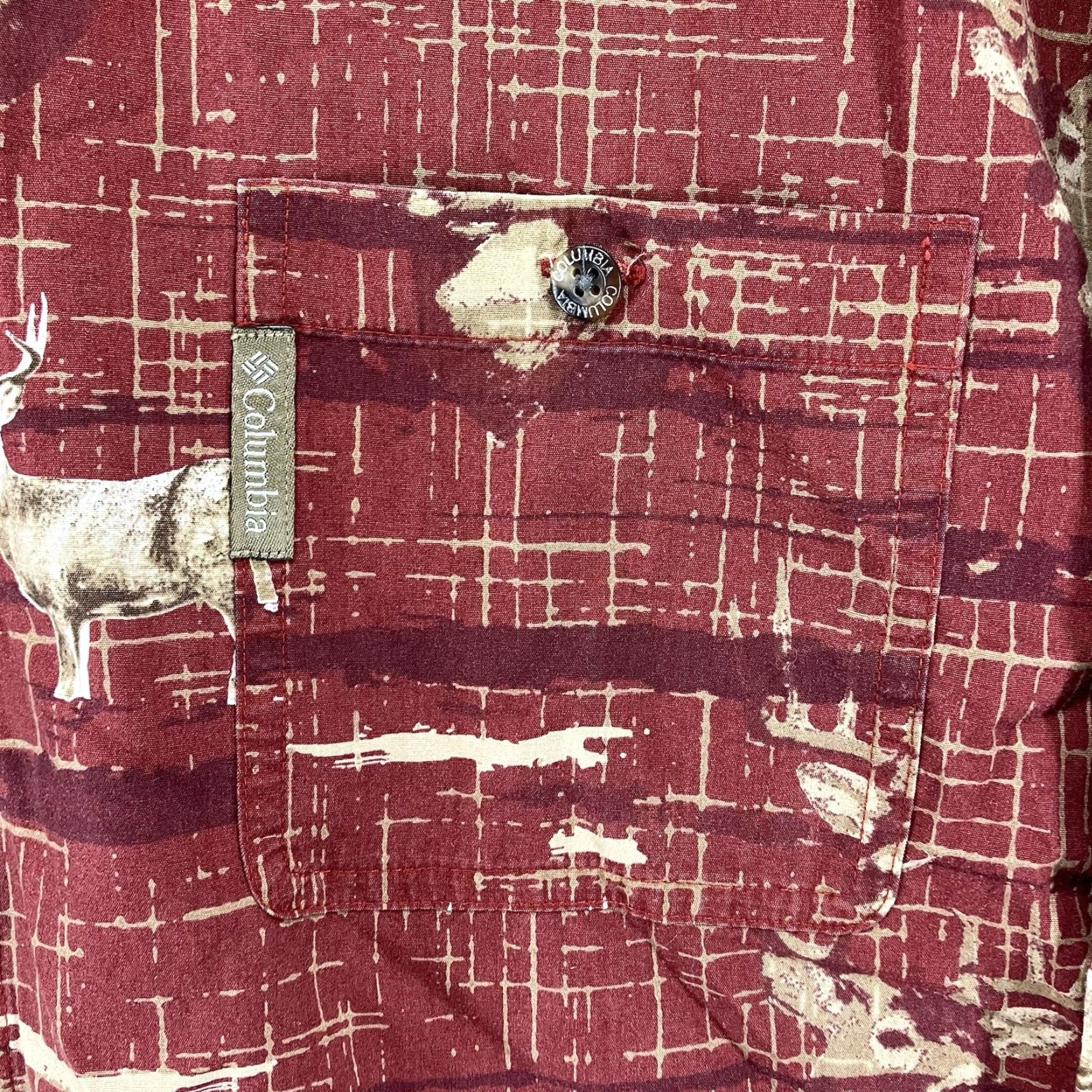 Gloverall VINTAGE Columbia River Lodge Men Button-Up Shirt XL Red All Cotton Buck Deer Print 90s Nature Outdoor Long Sleeve Pocket Casual Mens Size US XL / EU 56 / 4 - 6 Thumbnail