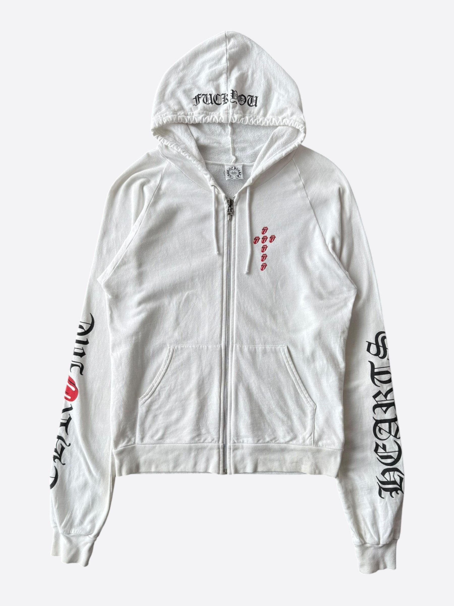 Chrome Hearts White & Black Rolling Stones Horseshoe Logo Zip Up Hoodie Size US S / EU 44-46 / 1 - 1 Thumbnail