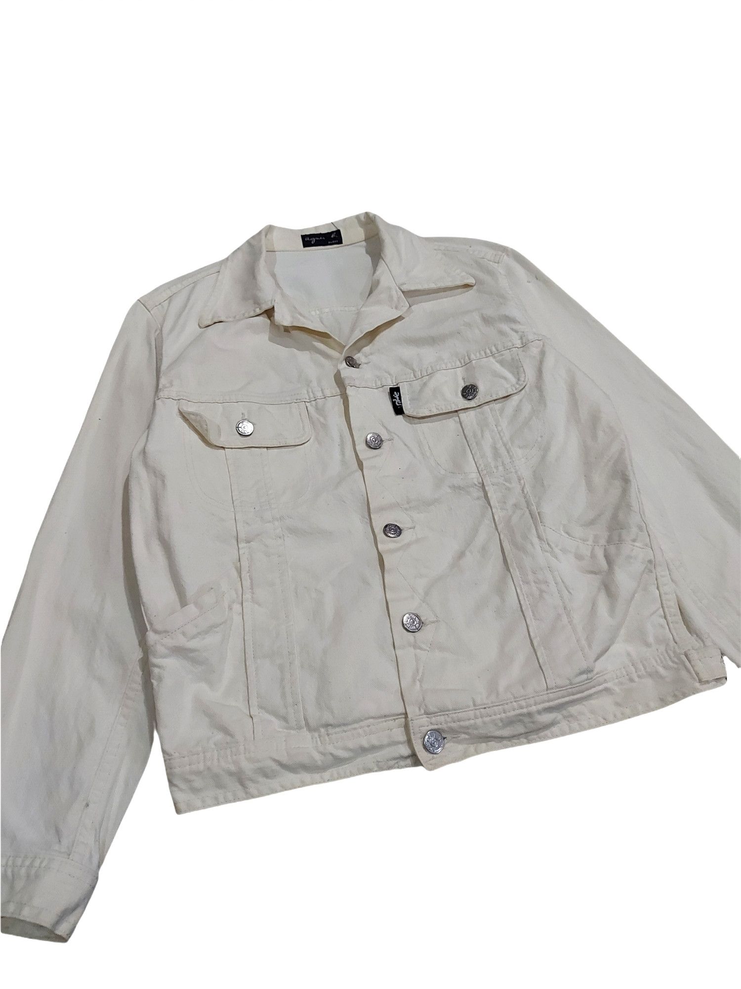 agnes b. Rare! Vintage Agnes B. Paris Cream Denim Trucker Jacket Size US S / EU 44-46 / 1 - 5 Thumbnail