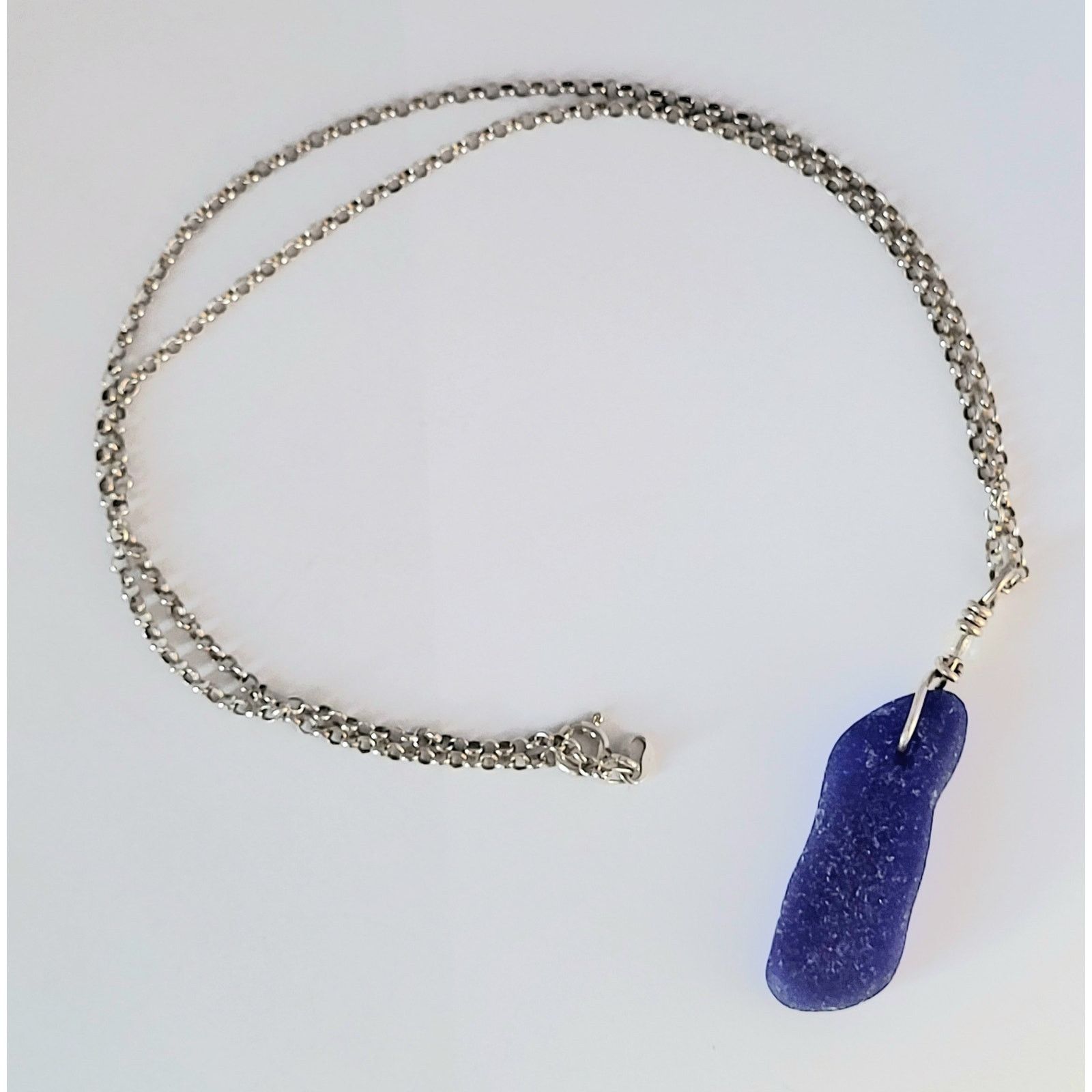 Other Seaglass Blue Necklace Handmade Sterling Sea Glass Beach Size ONE SIZE - 10 Thumbnail