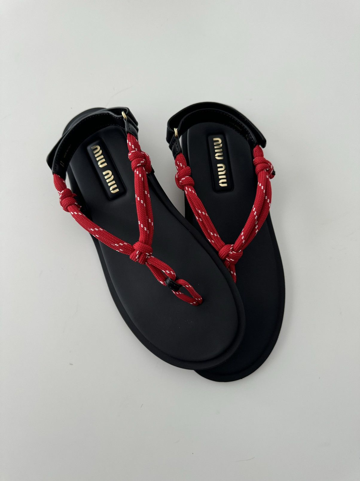 Miu Miu Miu Miu Riviere Cord & Leather Sandals Size US 11 / IT 41 - 2 Thumbnail