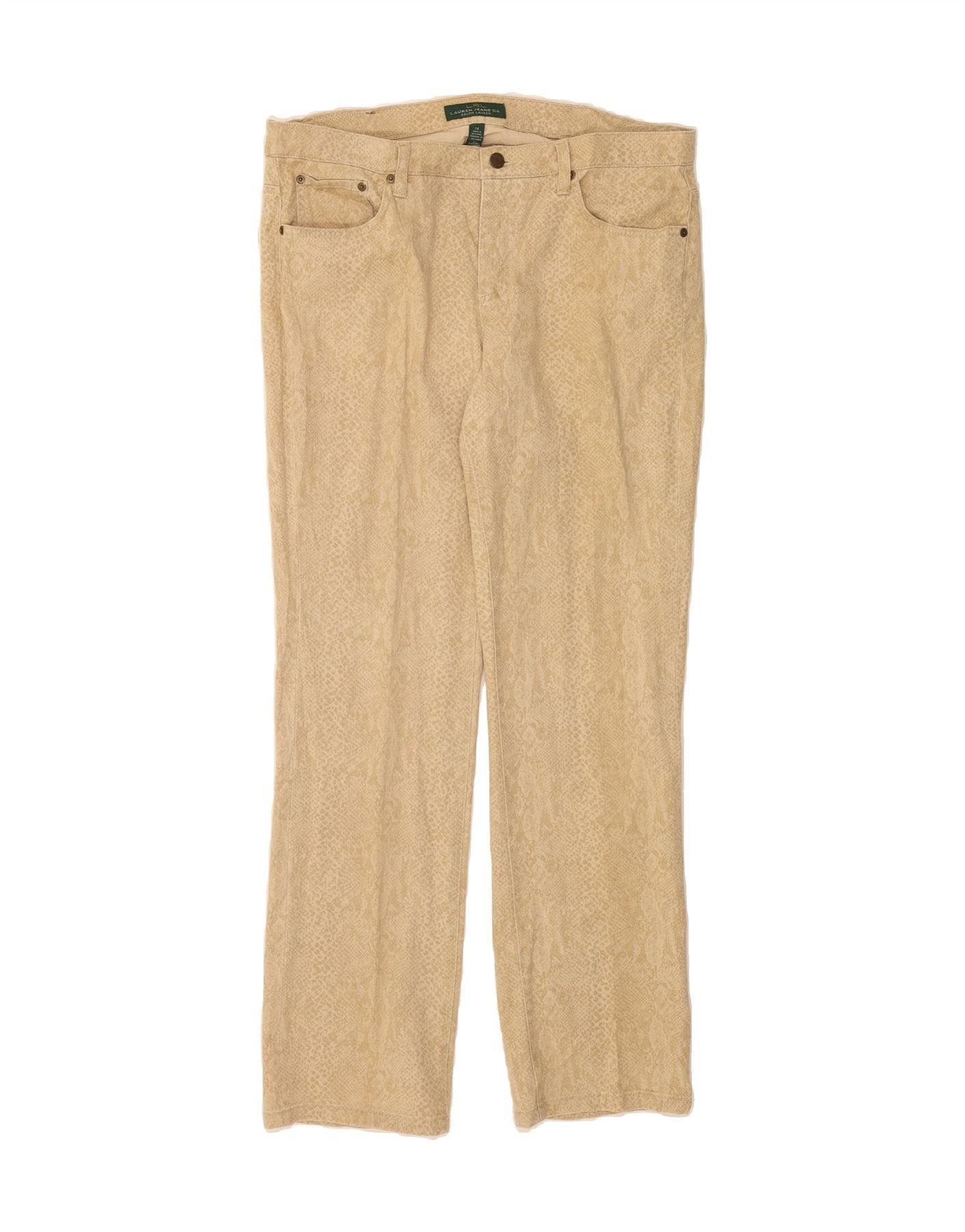 Ralph Lauren Womens Casual Trousers US 14 XL W38 L32 Beige Animal Print Size 32" / US 10 / IT 46 - 1 Thumbnail