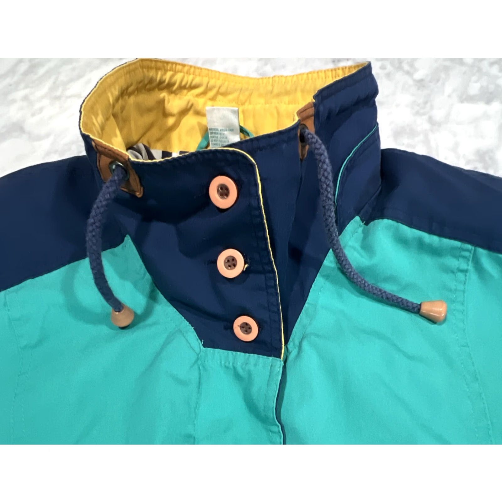AQUA VINTAGE Climate Zone Sailing Yacht Jacket Large Aqua Navy Zip Button Drawstring Windbreaker MENS Regular Size L Size US L / EU 52-54 / 3 - 3 Thumbnail
