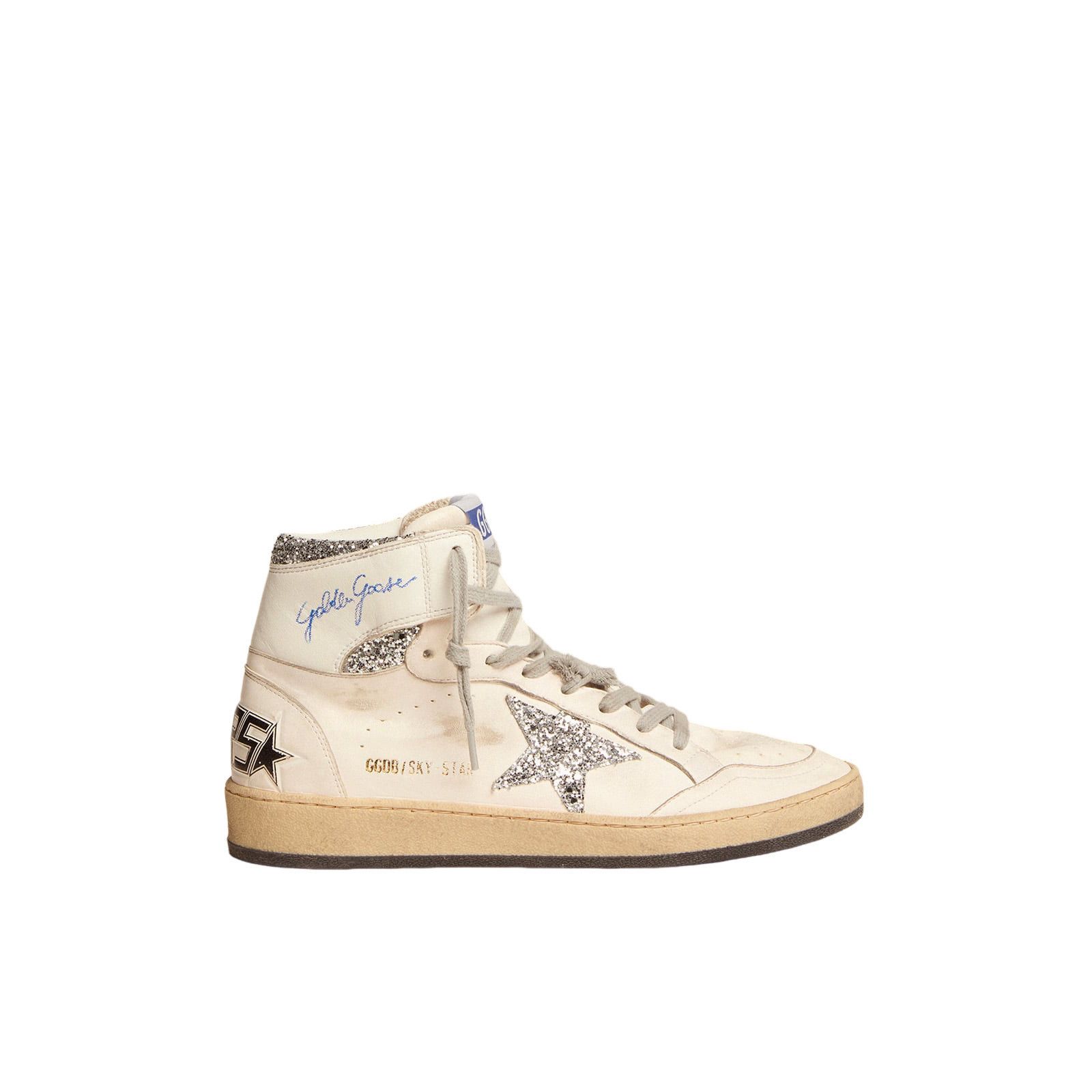 GOLDEN GOOSE Sky-Star Women's White/Silver Leather Sneakers