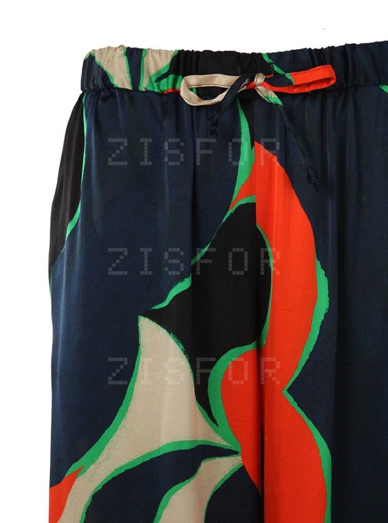 Dries Van Noten Dries Van Noten size:38 Silk pattern printed wide-leg pant Size 37" - 3 Thumbnail
