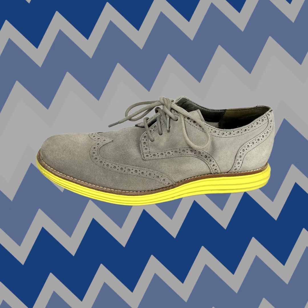 Cole Haan Cole Haan Lurnagrand Shoes Men’s 9.5M Gray Suede Wingtip Oxfords Size US 10 / EU 43 - 1 Thumbnail