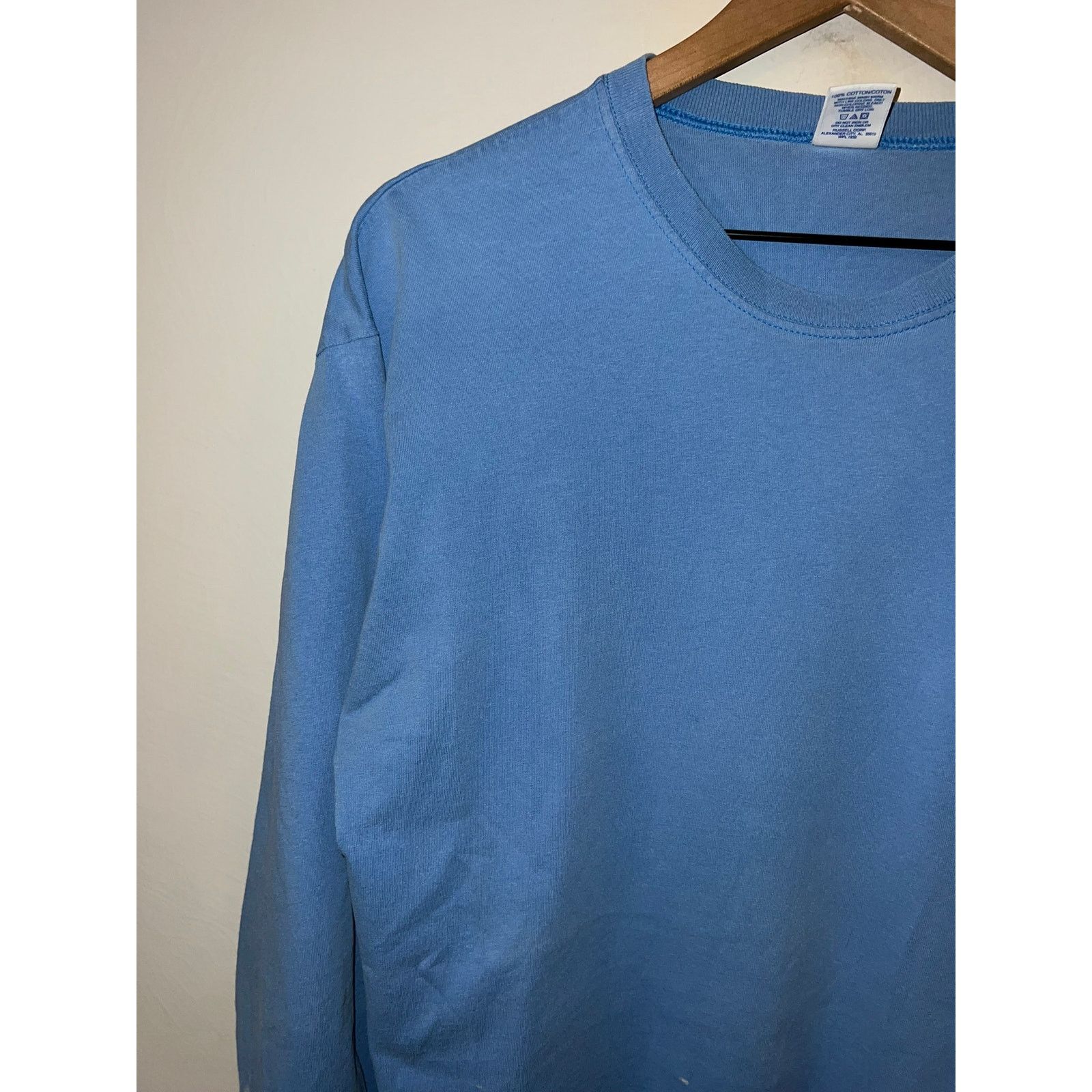 Russell Athletic Vintage Blue Long Sleeve Blank Shirt Russell Athletic 90s L Size US L / EU 52-54 / 3 - 3 Thumbnail