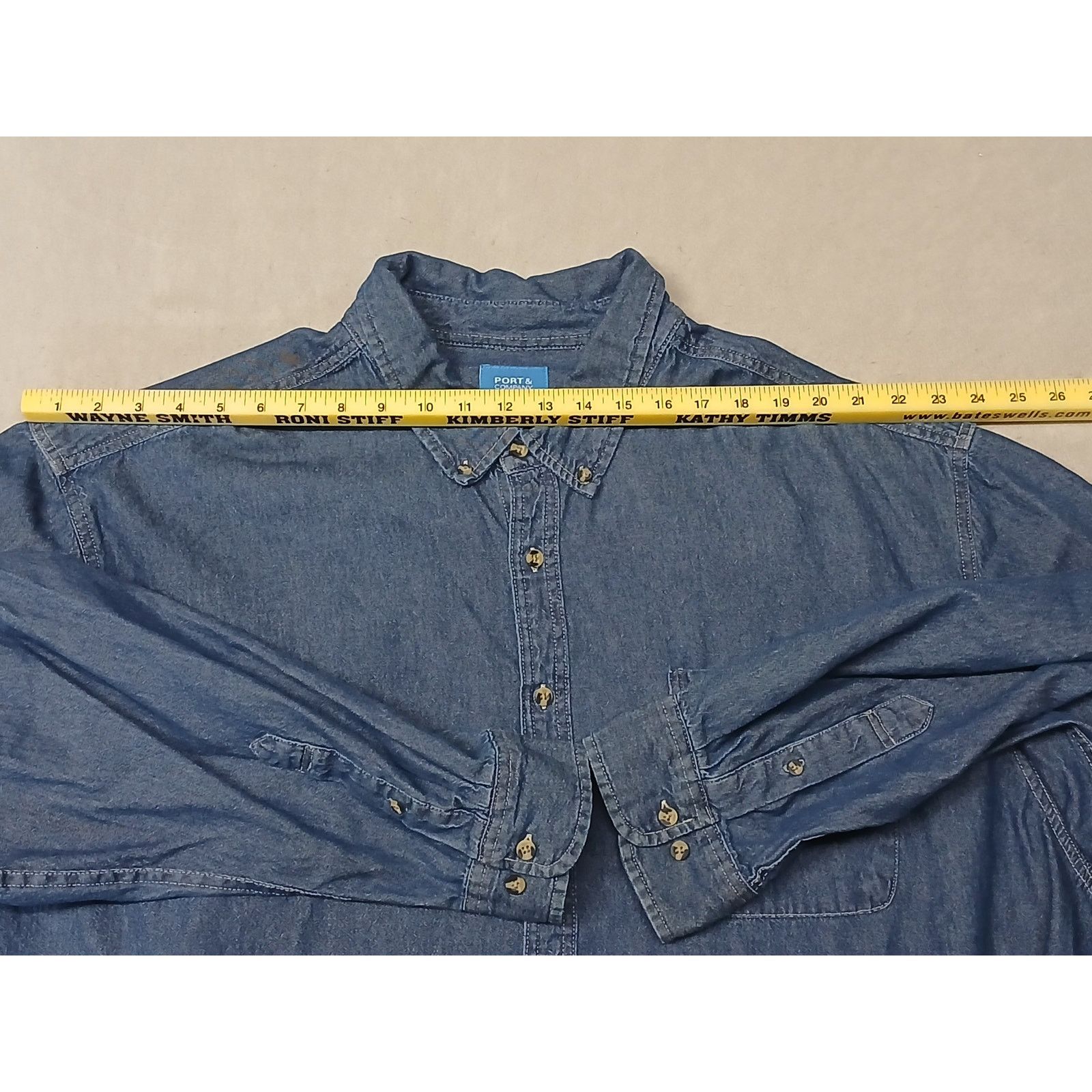 Port & Company Port & Company (5XL) Men's Slim Fit Dark Denim Jean Shirt Size US XXL / EU 58 / 5 - 2 Thumbnail