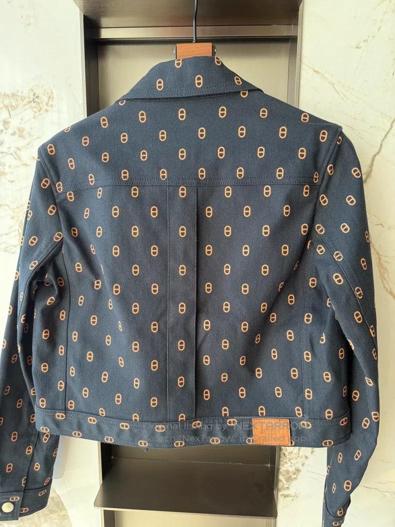 Hermes Hermes Pig nose navy blue women's denim short cotton jacke Size XS / US 0-2 / IT 36-38 - 7 Thumbnail