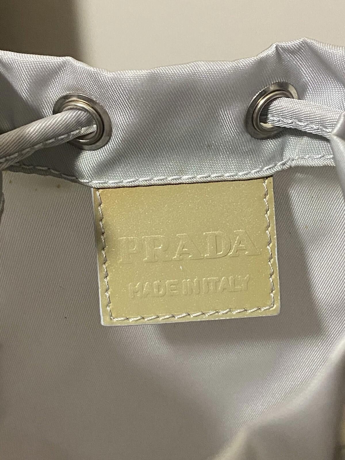 Prada Prada silver gray drawstring bucket pouch bag, great w card Size ONE SIZE - 8 Thumbnail