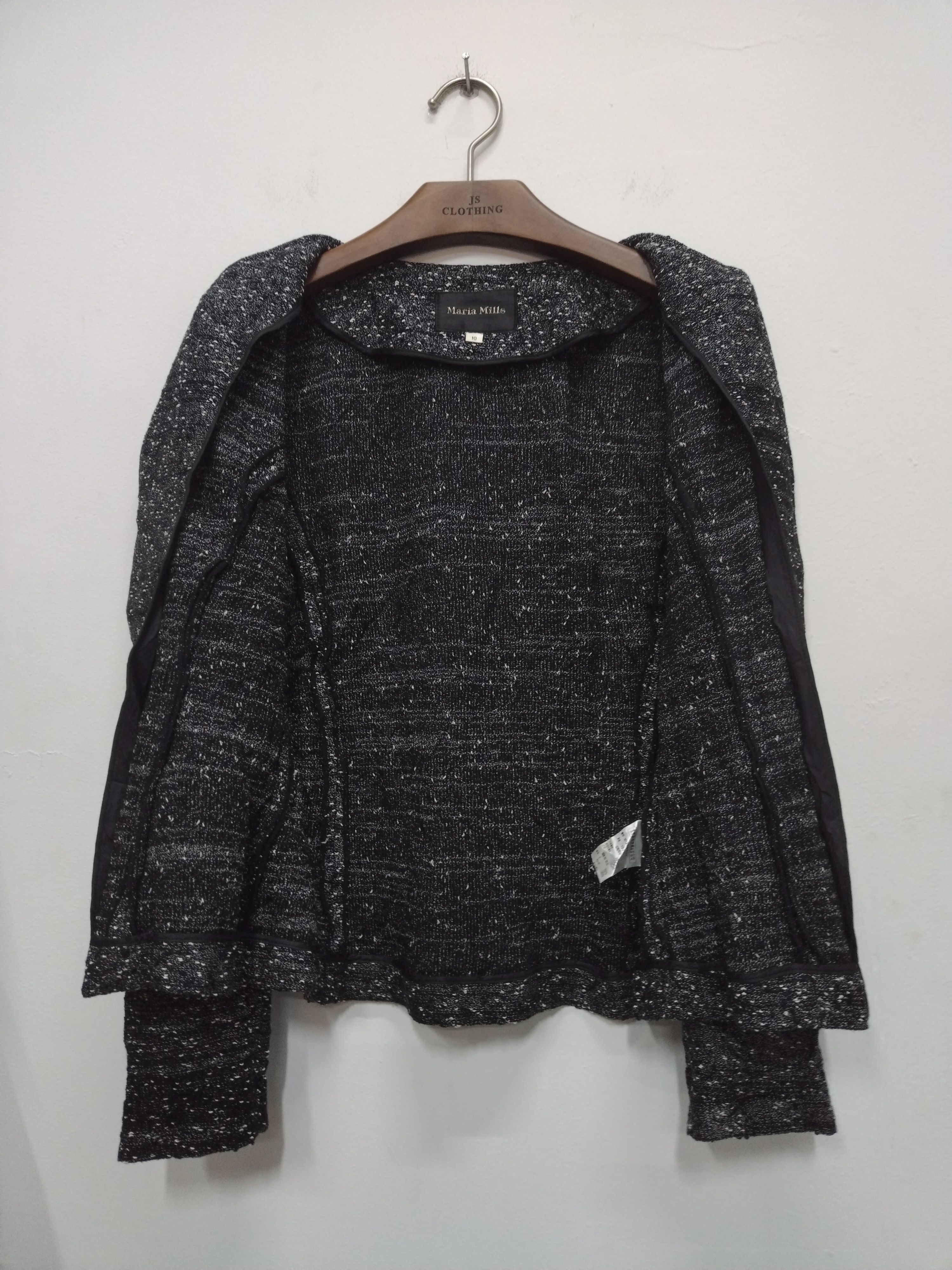 Homespun Knitwear RARE maria mills tweed collarless wool + rayon zipper Jacket Size S / US 4 / IT 40 - 3 Thumbnail