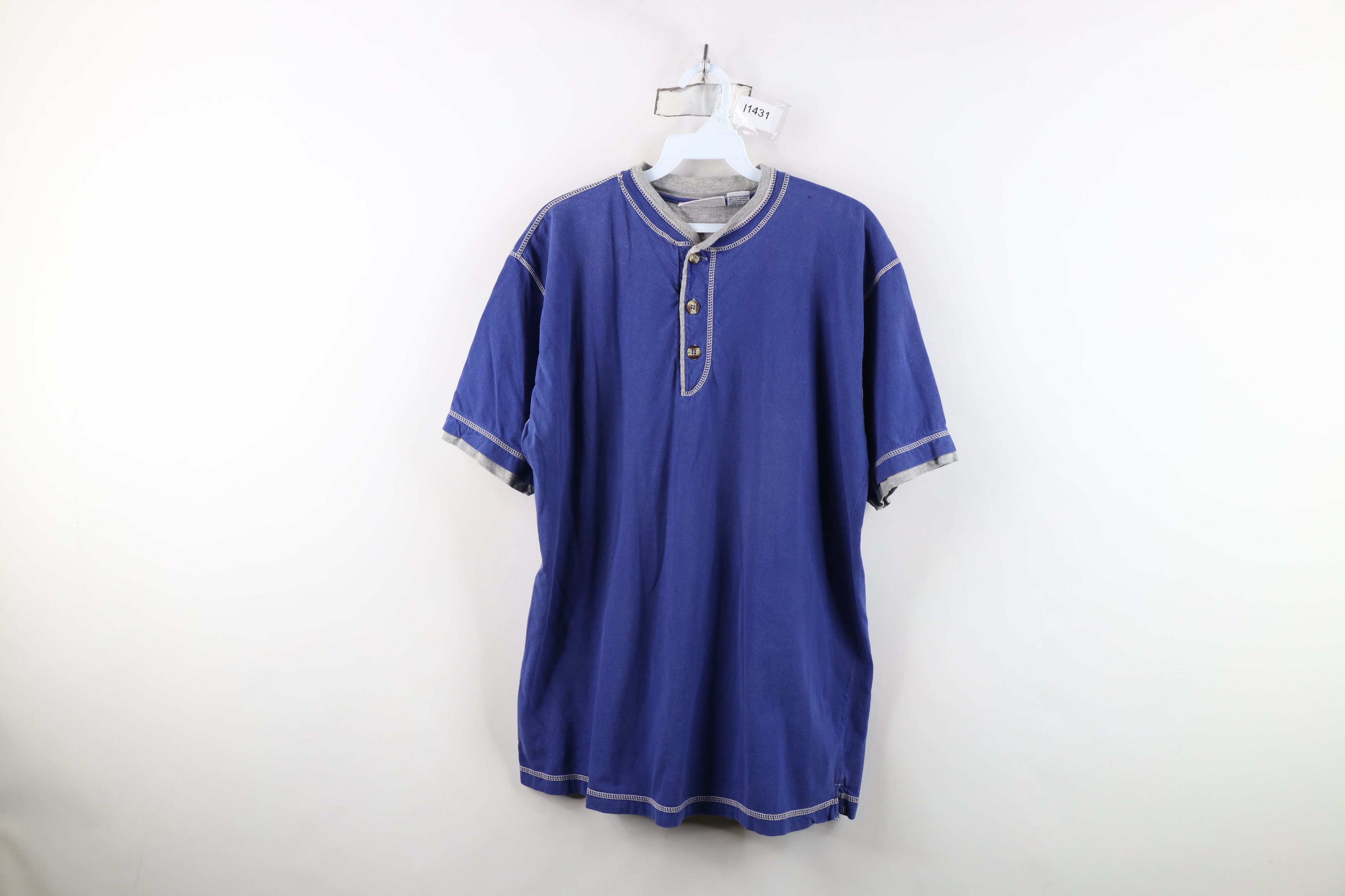 Vintage Vintage 90s MLB Baseball Faded Layered Henley T-Shirt Blue Size US L / EU 52-54 / 3 - 1 Thumbnail