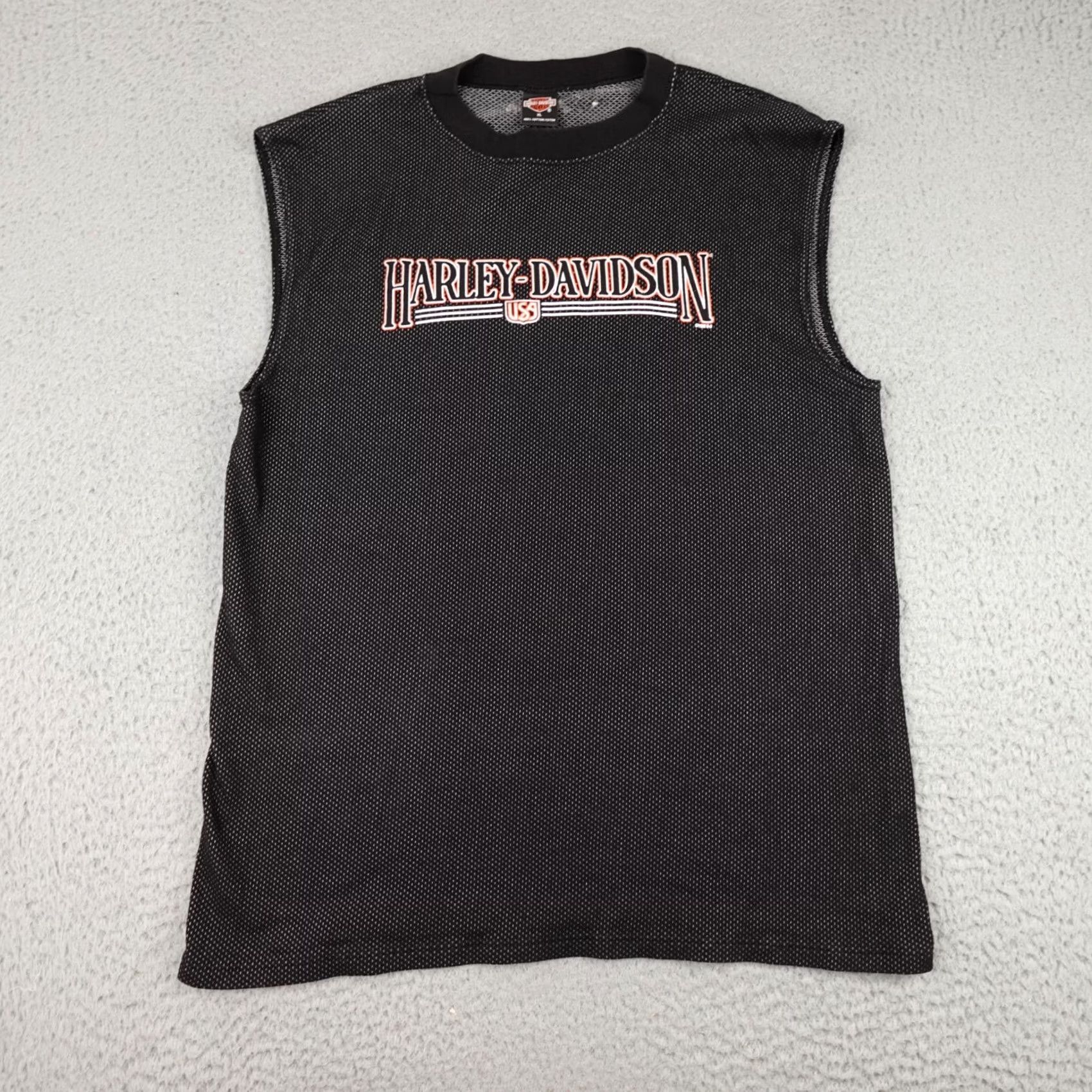 Harley Davidson VINTAGE Harley-Davidson Jersey Mens XL Black Sleeveless Y2K Grunge Bike Size US XL / EU 56 / 4 - 2 Thumbnail
