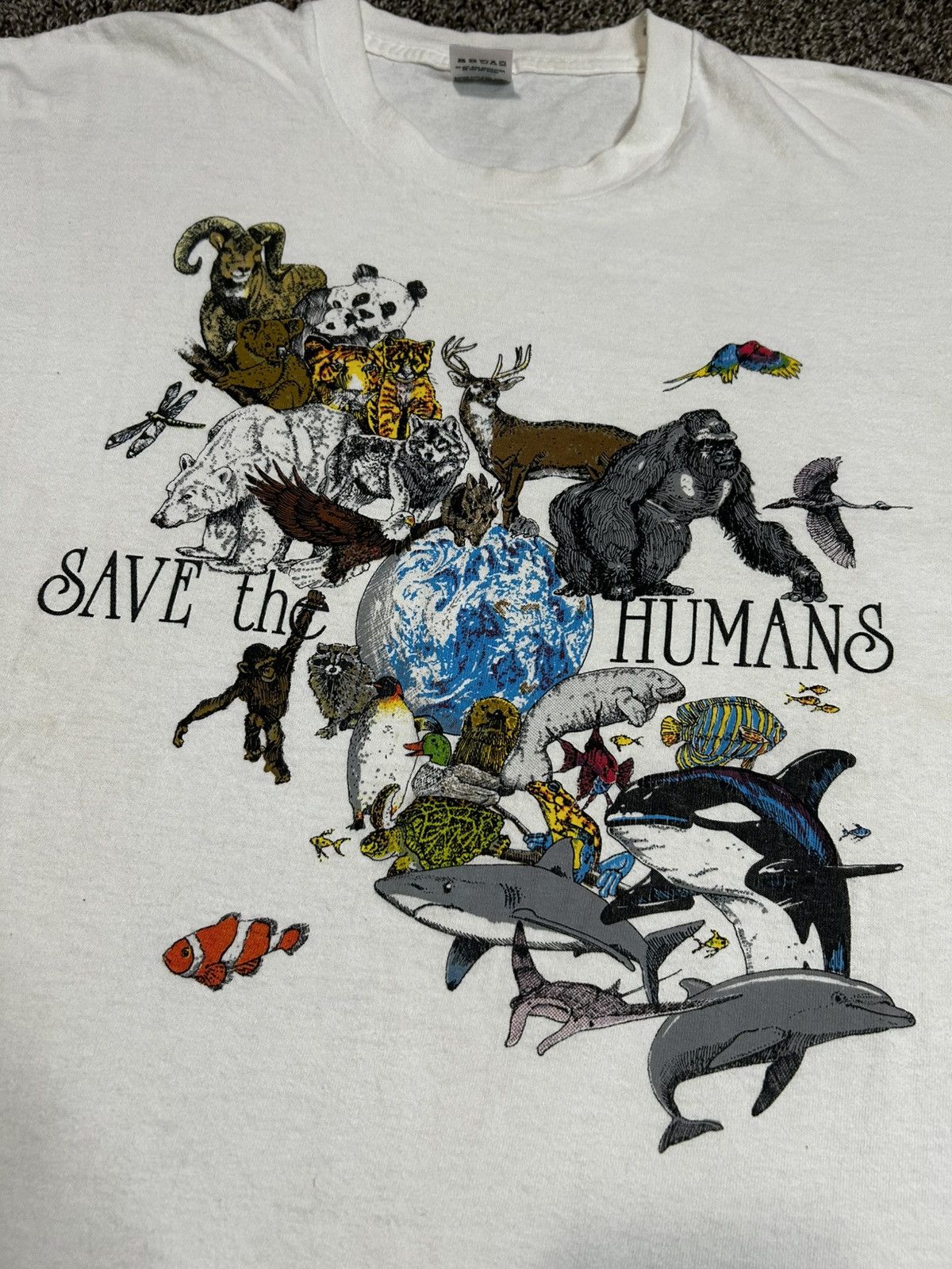 Fruit Of The Loom Vintage 90’s nature Save The Humans single stich XL Size US XL / EU 56 / 4 - 3 Thumbnail