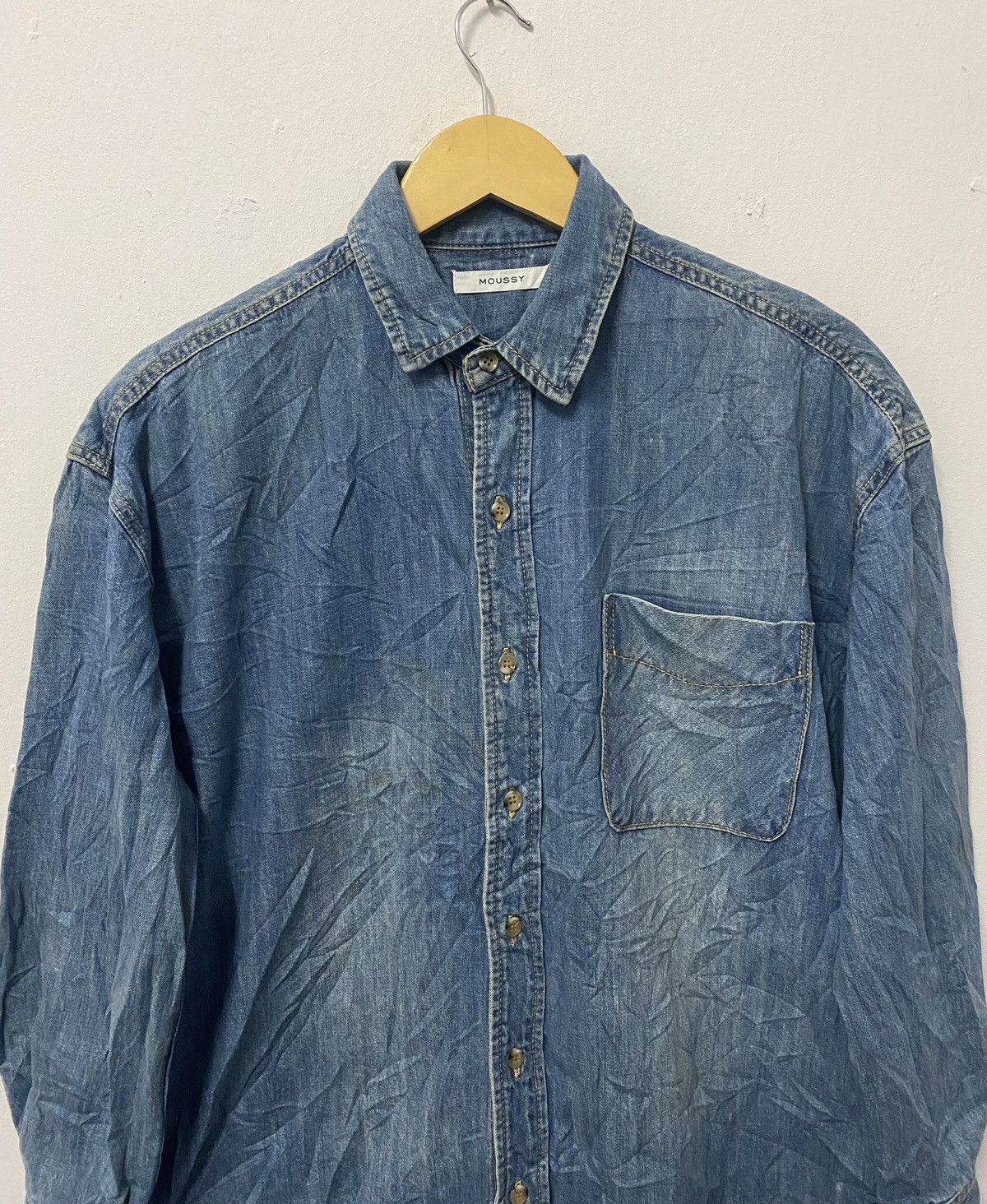 MOUSSY Vintage Moussy Chambray Jeans Button Ups Shirts Size US L / EU 52-54 / 3 - 3 Thumbnail