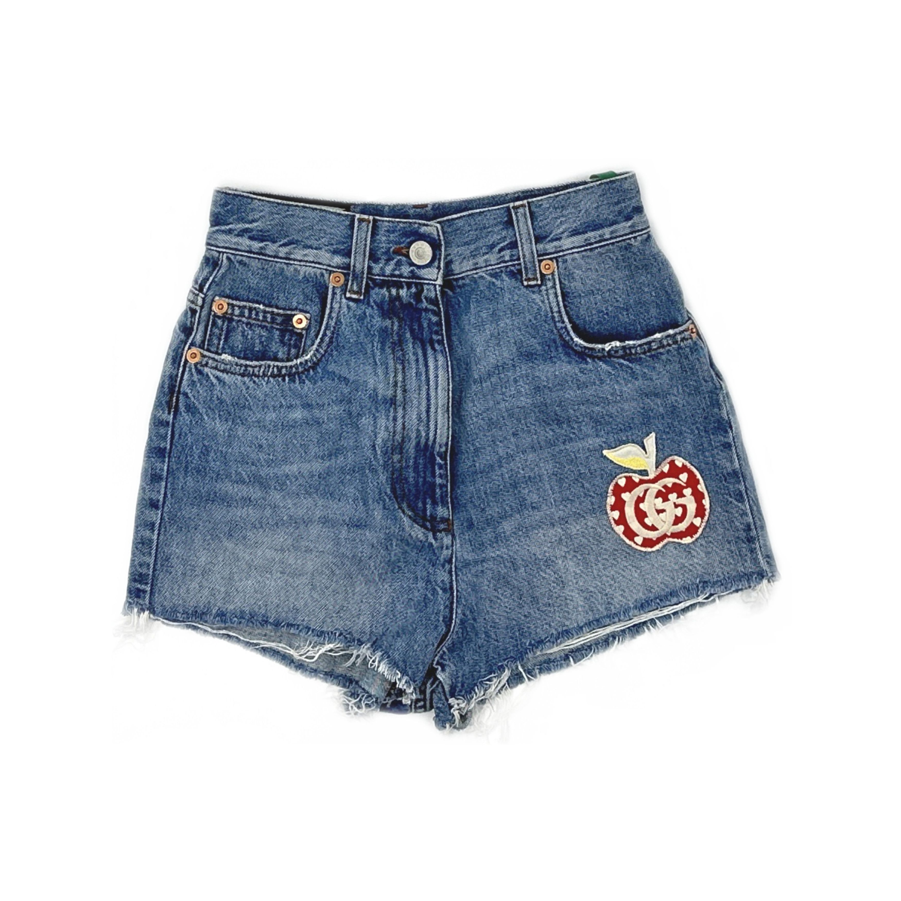 Gucci Gucci Apple Logo Denim Shorts 24 Size 24" / US 00 / IT 34 - 1 Thumbnail