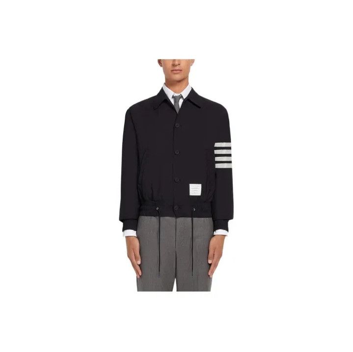 Thom Browne Thom Browne Striped Wool Flight Jacket for Men Size US S / EU 44-46 / 1 - 1 Thumbnail