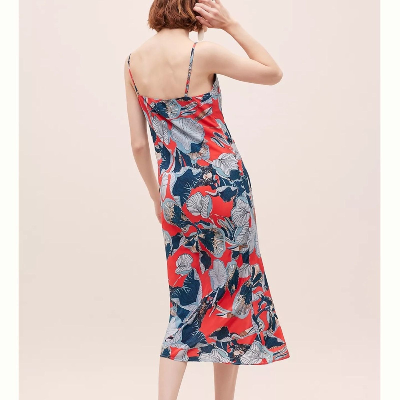 Anthropologie Anthropologie Monstera Slip Dress by Bl-nk London – Red/Blue Size S / US 4 / IT 40 - 2 Thumbnail