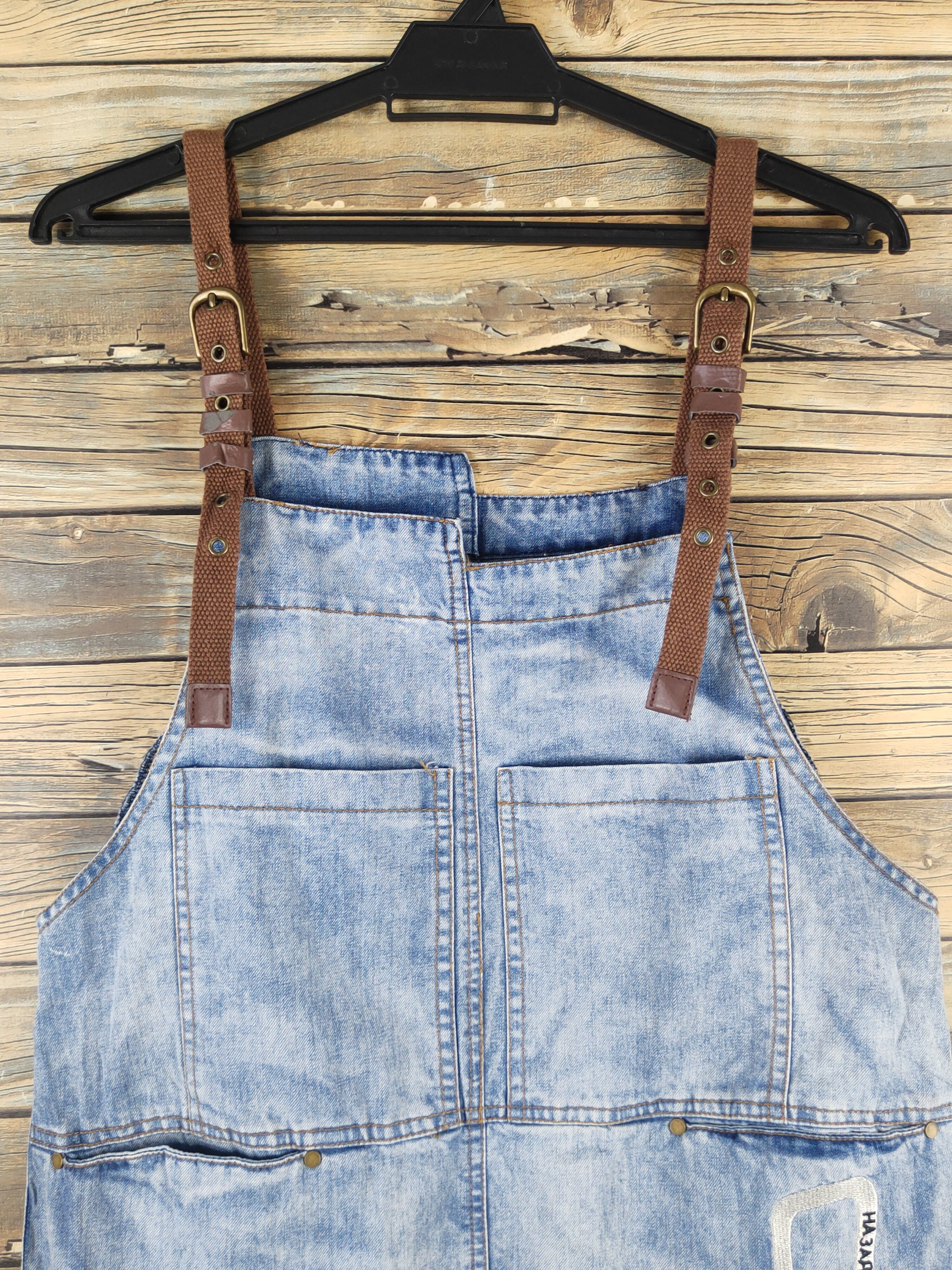 Vintage K Blue Adjustable Strap Denim Skirt Jumpsuits Size 36" / US 14 / IT 50 - 2 Thumbnail