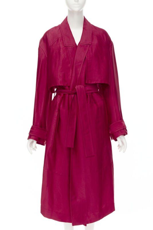 Haider Ackermann HAIDER ACKERMANN Fuschia pink linen rayon flap layered robe coat FR34 XS Size XS / US 0-2 / IT 36-38 - 1 Thumbnail