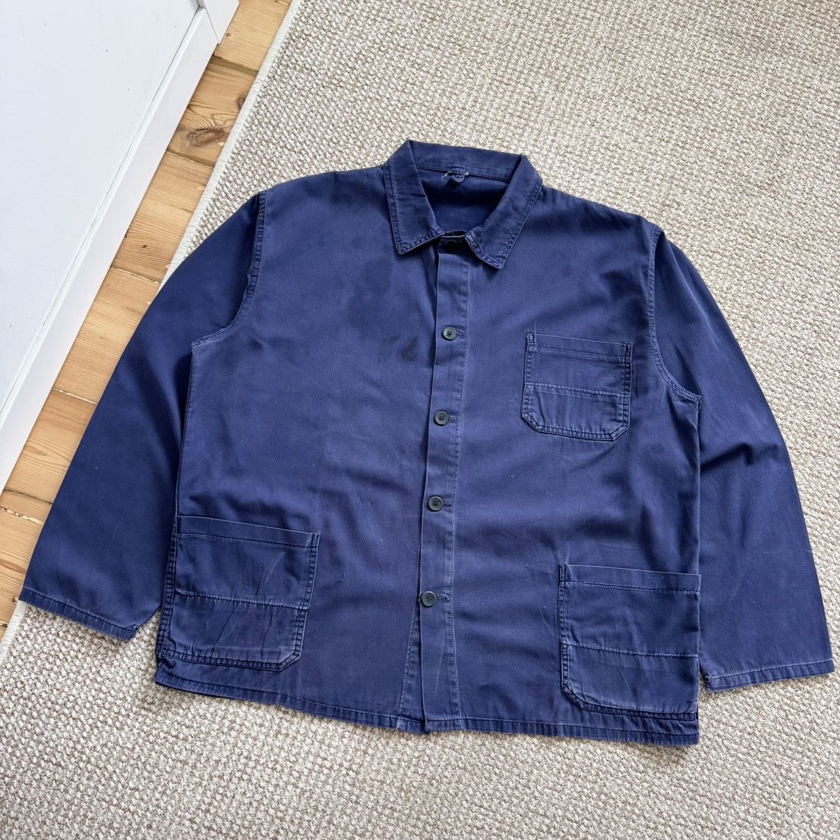 Le Laboureur French vintage faded sanfor work chore stained worn jacket Size US XL / EU 56 / 4 - 1 Thumbnail