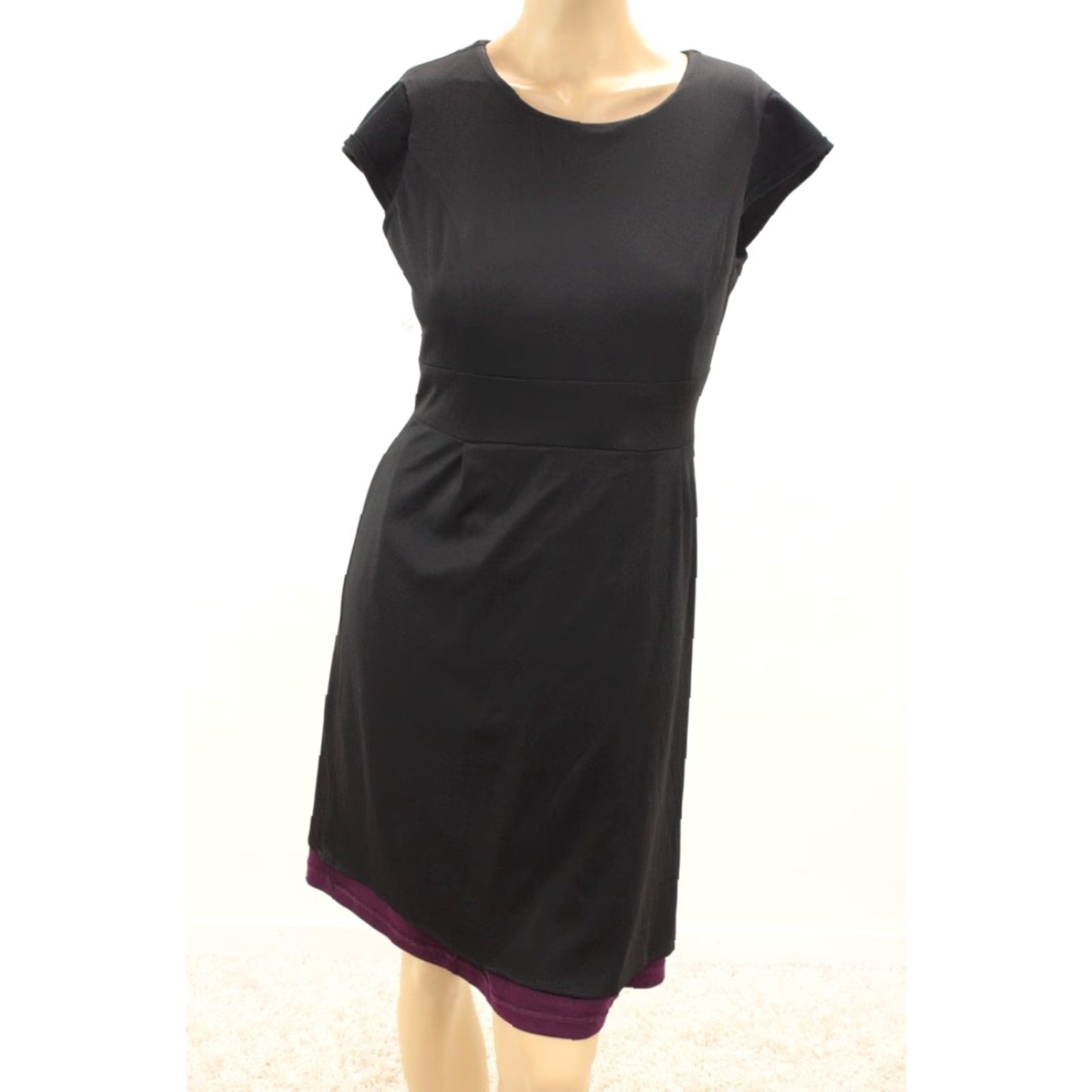 Oleg Cassini Oleg Casini Dress Women's 10 Black & Purple Exposed Zip Bohemian Party Old Money Boho Size L / US 10 / IT 46 - 6 Thumbnail