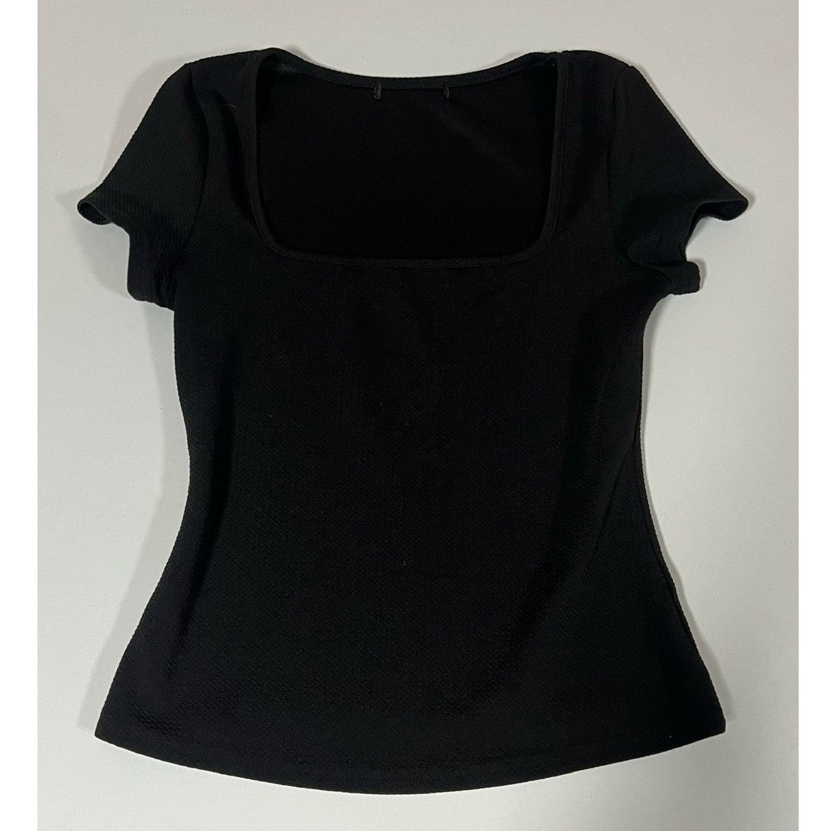 Japanese Brand Black Square-Neck Short Sleeve Shirt Top Blouse Tee Size S 🖤 Size S / US 4 / IT 40 - 3 Thumbnail