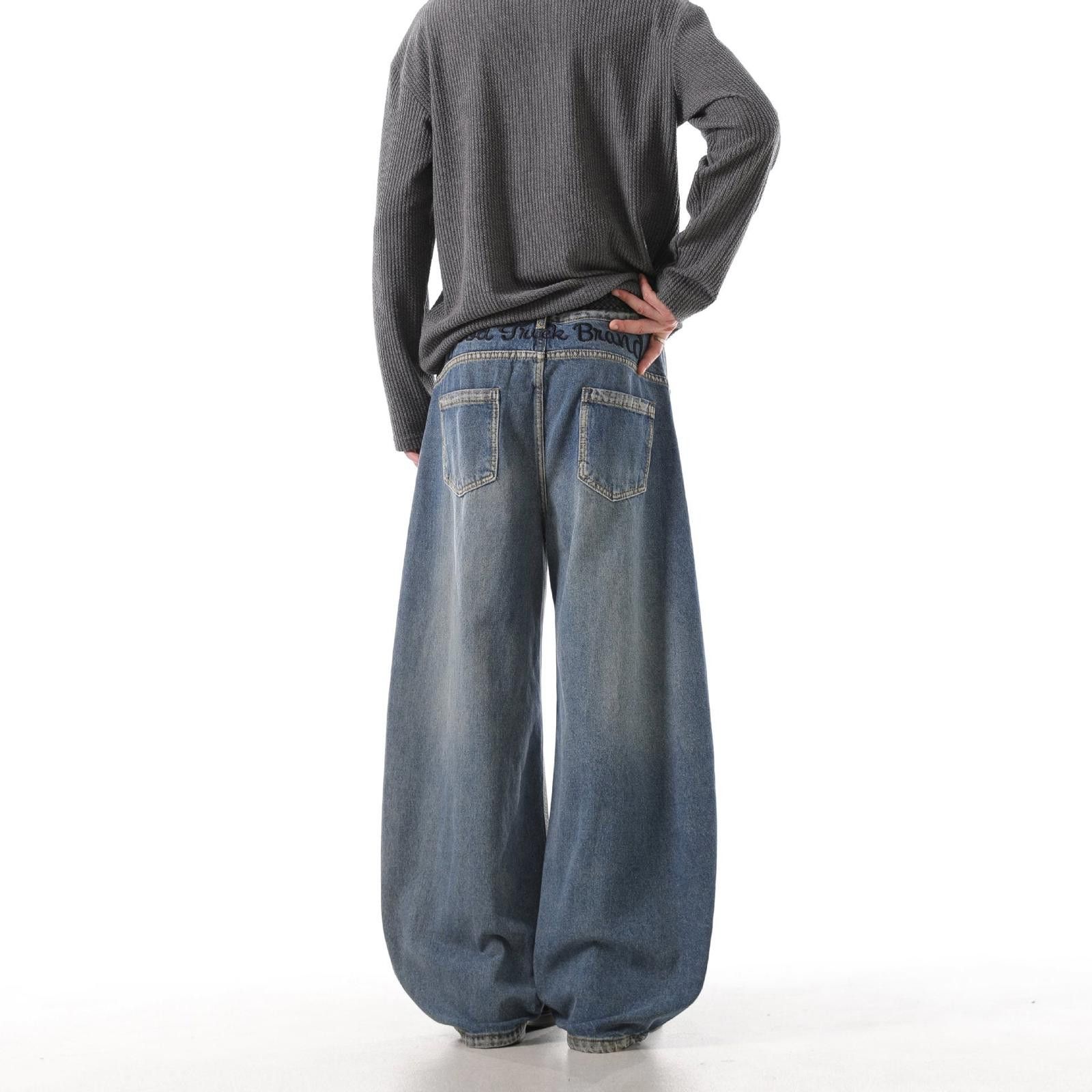 Japanese Brand Wide Leg Denim Jeans, Loose Fit Baggy Jeans Size US 32 / EU 48 - 3 Thumbnail