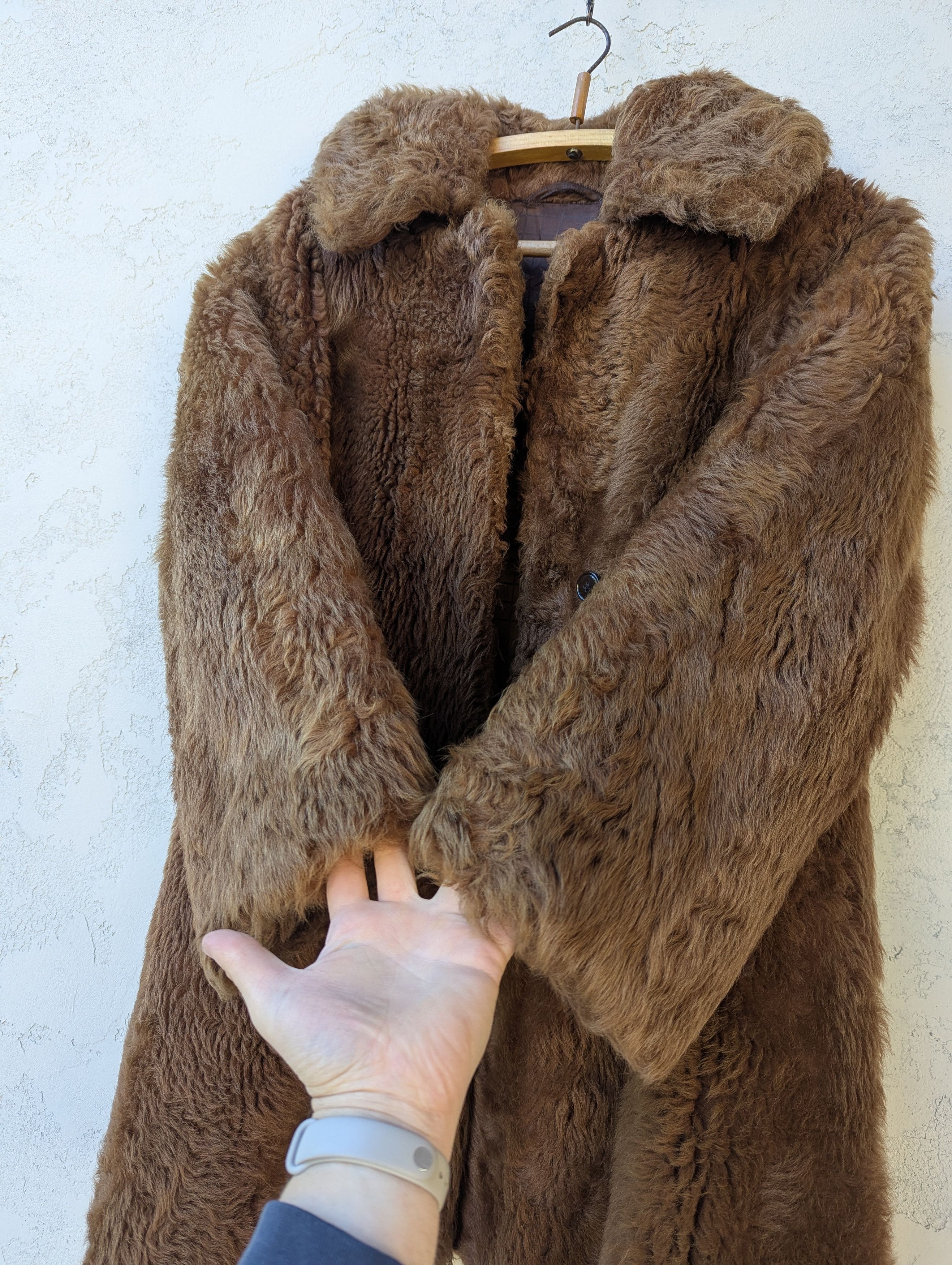 Vintage Women’s Long Brown Real Fur Coat L/XL