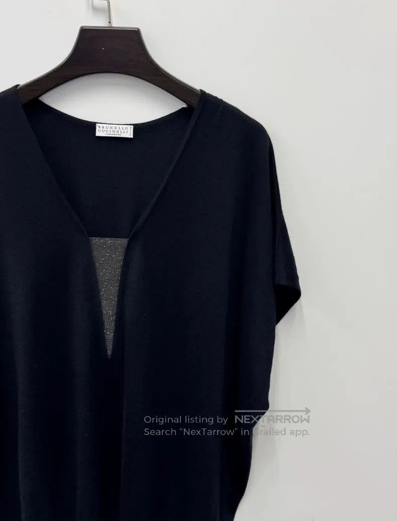 Brunello Cucinelli Brunello Cucinelli Solid color V-neck short-sleeve knit sw Size L / US 10 / IT 46 - 3 Thumbnail