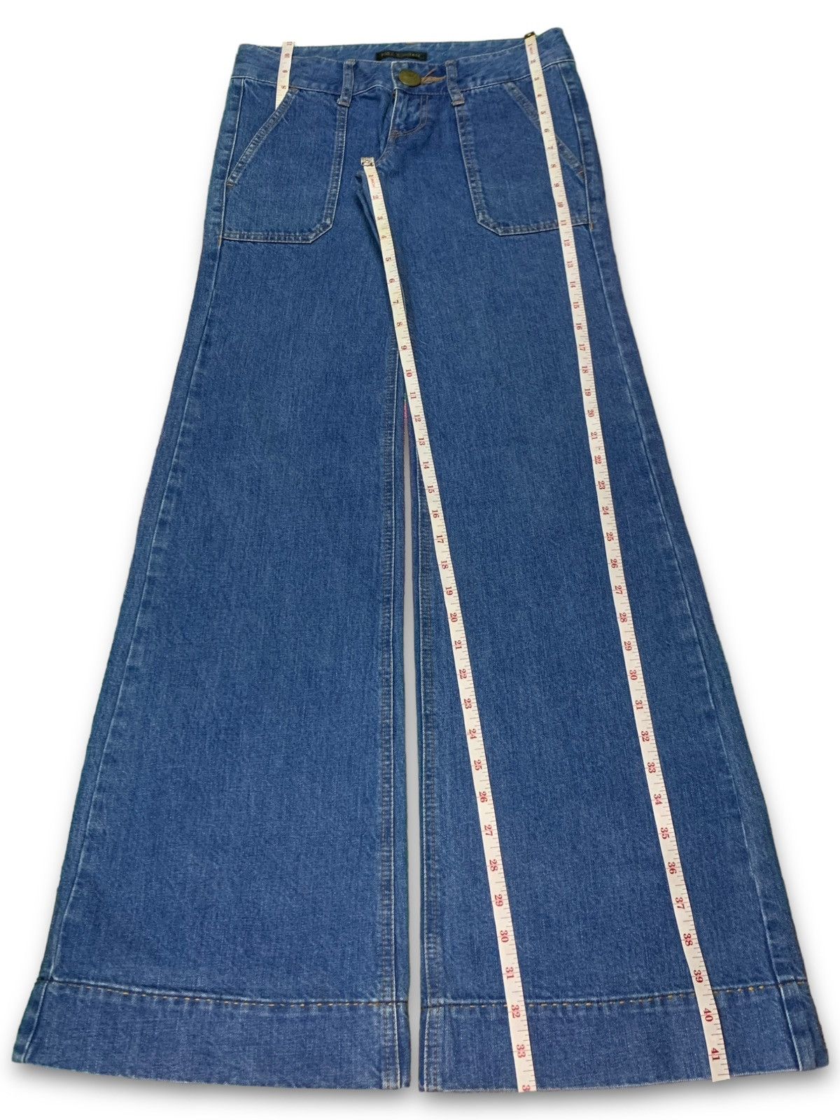 Japanese Brand Vintage Japanese Blue Wash Distressed Fatigue Flare Jeans Size 30" / US 8 / IT 44 - 13 Thumbnail