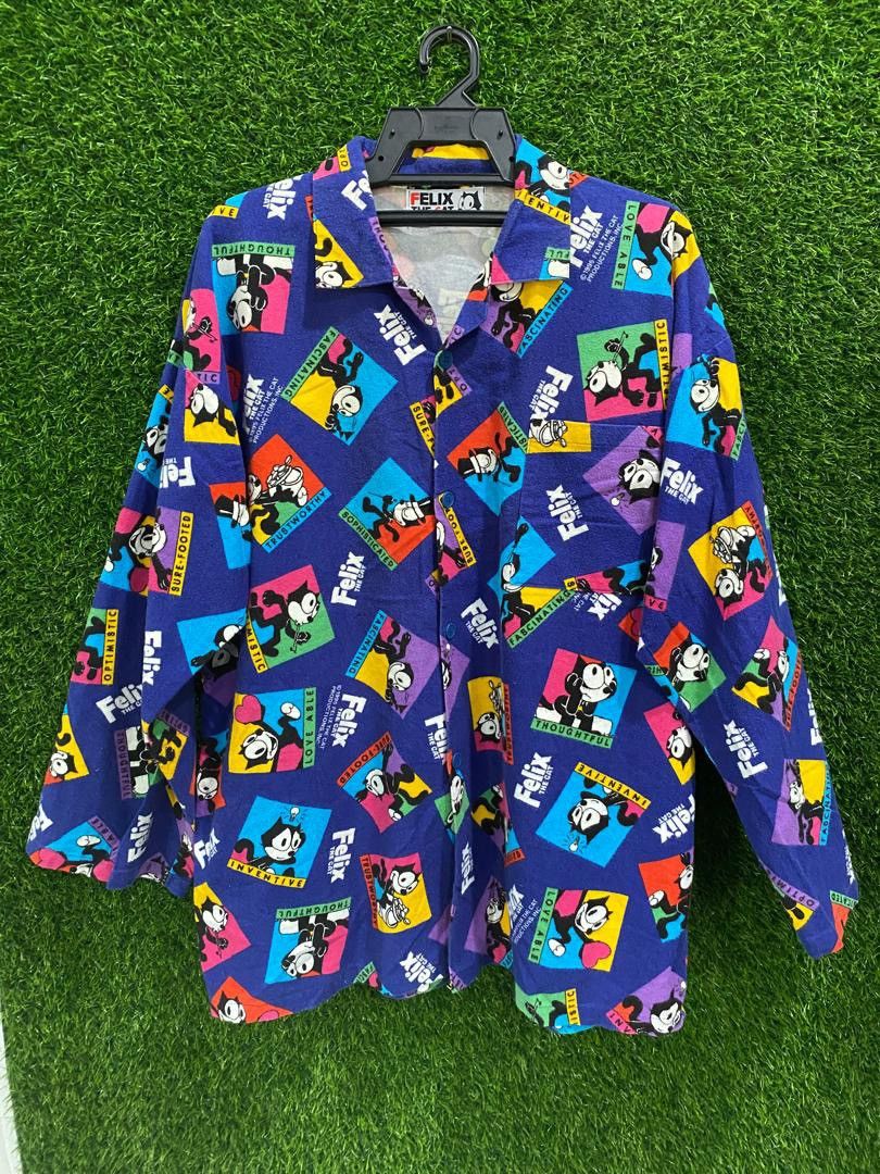Cartoon Network × Felix × Vintage Vintage Felix The Cat Over Print Button Up Shirt Size US XXL / EU 58 / 5 - 1 Thumbnail