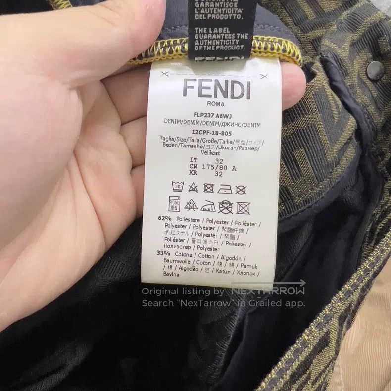 Fendi Fendi Brown Logo Full Print Pocket Straight Jeans Size US 32 / EU 48 - 5 Thumbnail