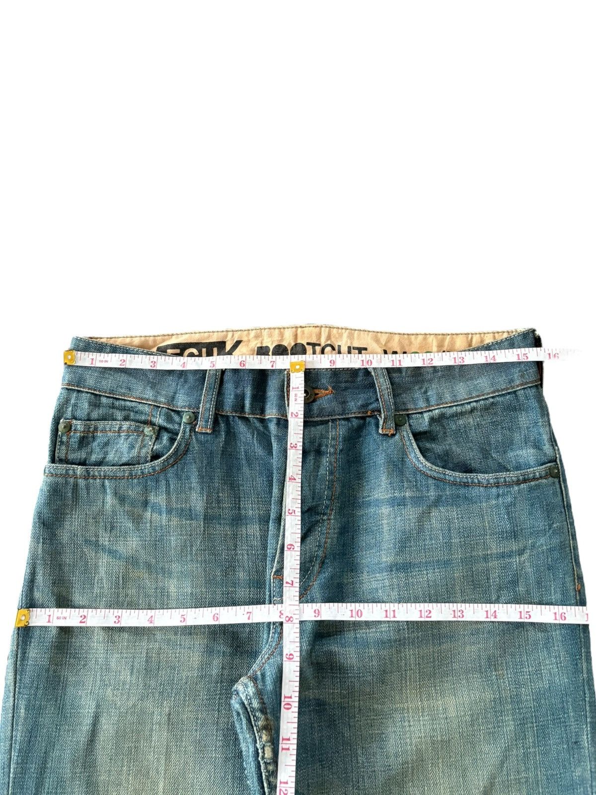 FCUK Vintage Fcuk Mud Wash Distressed Flare Jeans Size US 31 - 7 Thumbnail