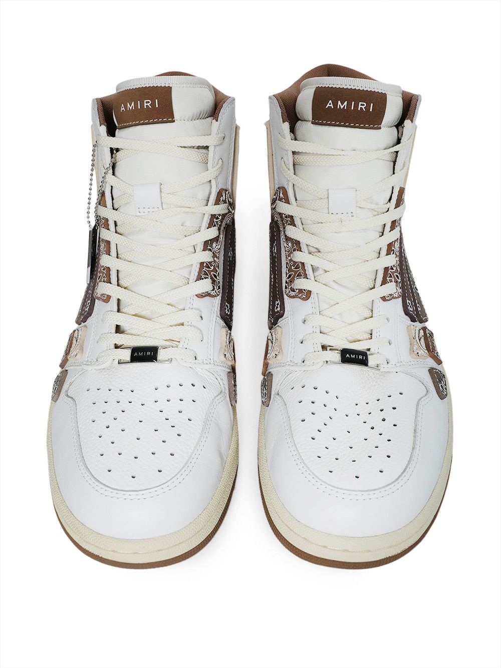 Amiri o1gr1nt1024 Bandana Skel Hi-Top Sneakers in White/Brown Size US 12 / EU 45 - 4 Thumbnail