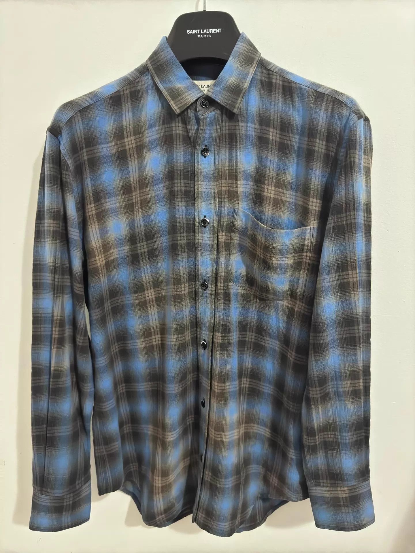 Saint Laurent Paris Plaid Long-Sleeve Button-Up Shirt Size US S / EU 44-46 / 1 - 1 Thumbnail