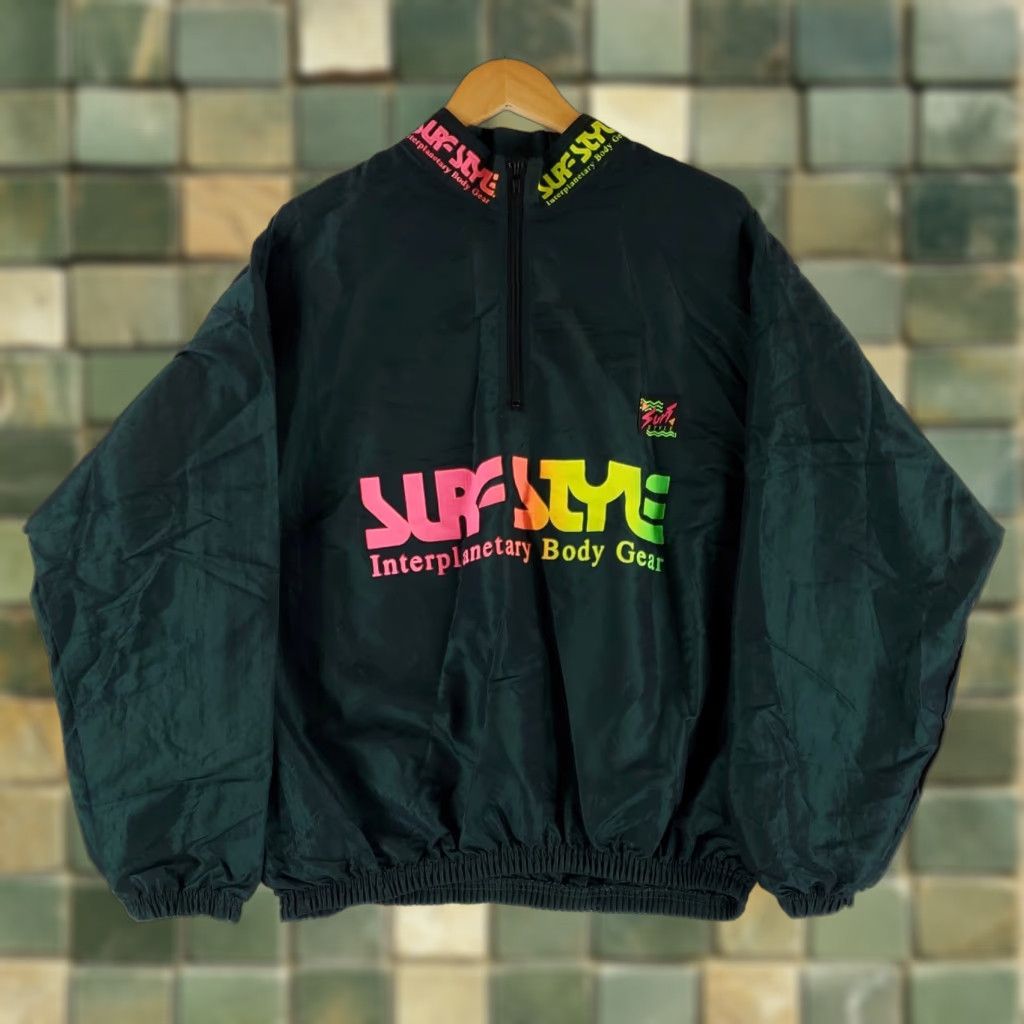 Vintage VINTAGE Surfstyle 1/4 Zip Pullover Jacket VTG 80s 90s Iridescent Spellout Mens One Size Green Jacket Mens Size US M / EU 48-50 / 2 - 1 Thumbnail