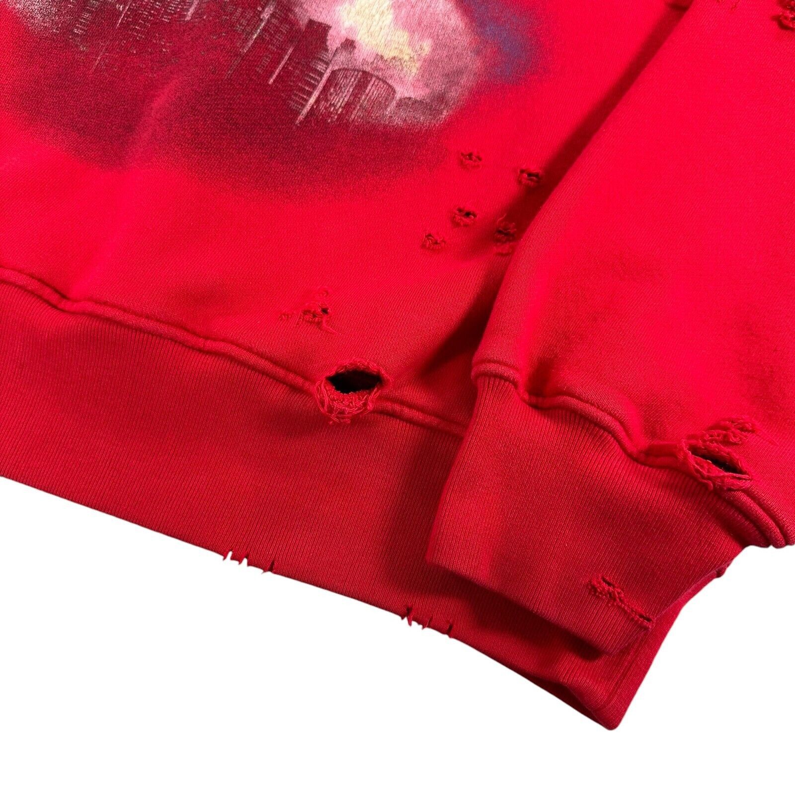Amiri Amiri Size L Sweatshirt Red Oversized Distressed Chaos Logo Size US L / EU 52-54 / 3 - 8 Thumbnail